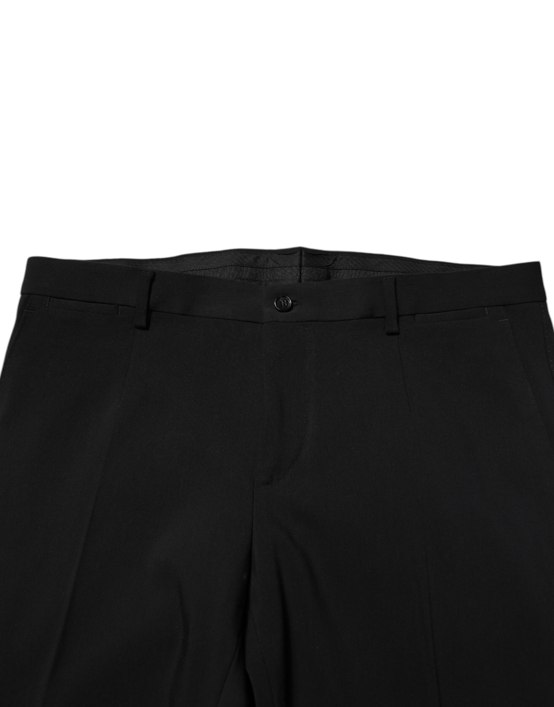 Black Cotton Single Breasted 2 Piece Suit