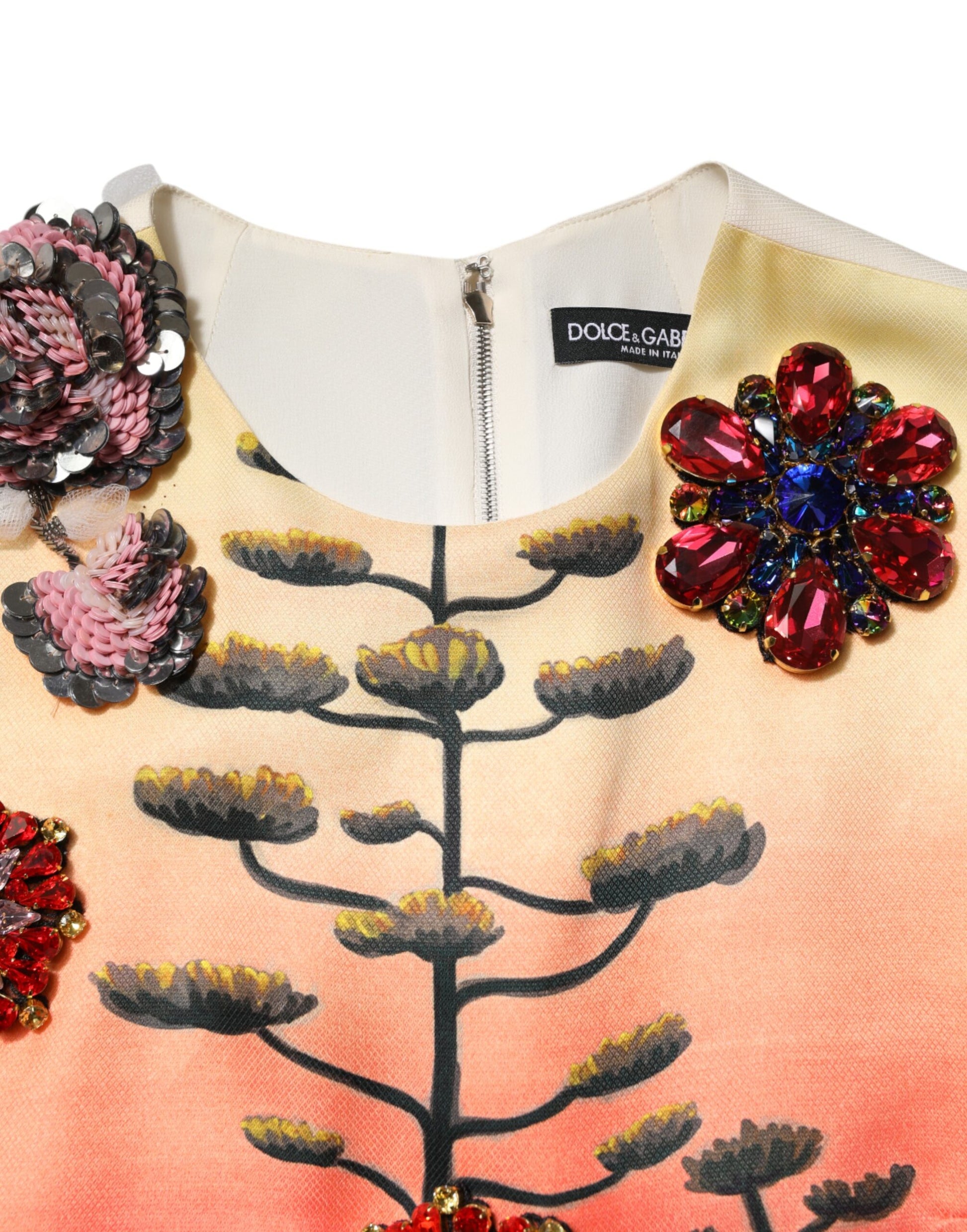 Multicolor Crystal Embellished A-line Mini Dress