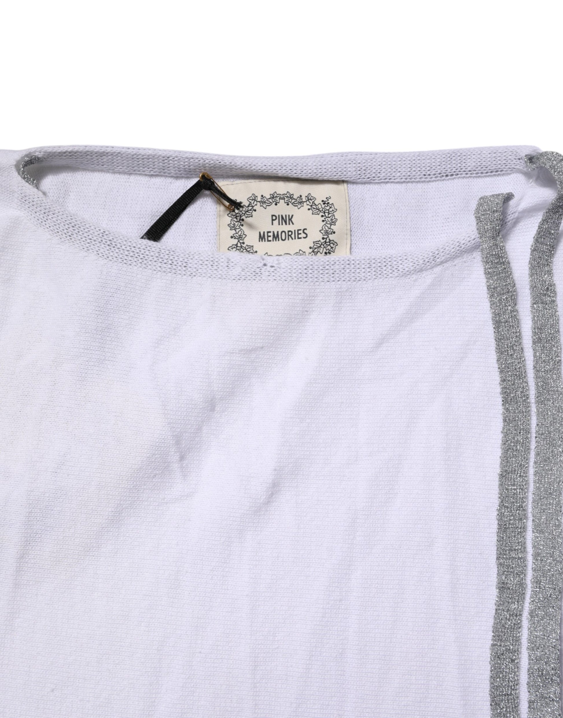 White Cotton Short Sleeves Round Neck Blouse Top