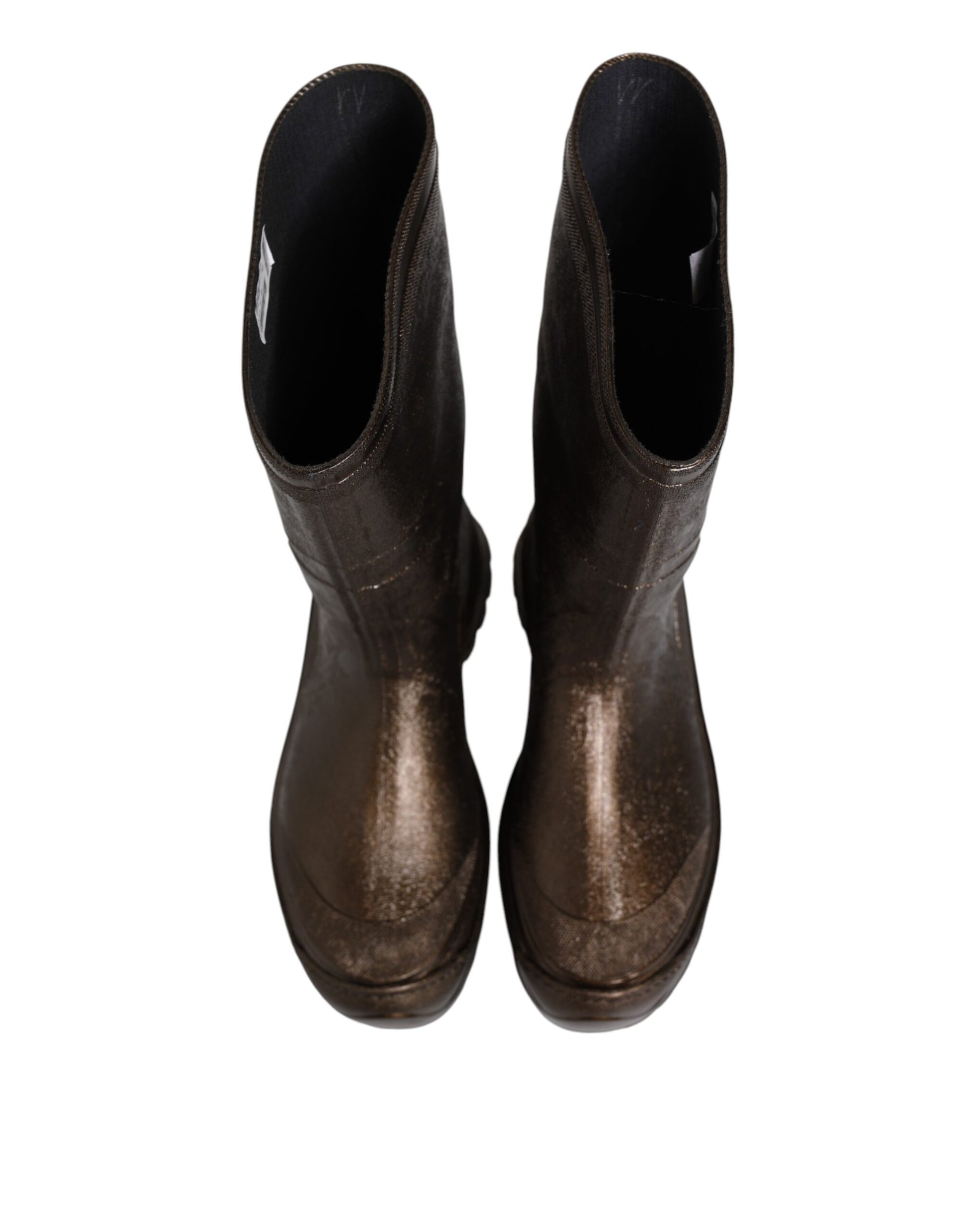 Metallic Brown Pull On Rain Boots Shoes
