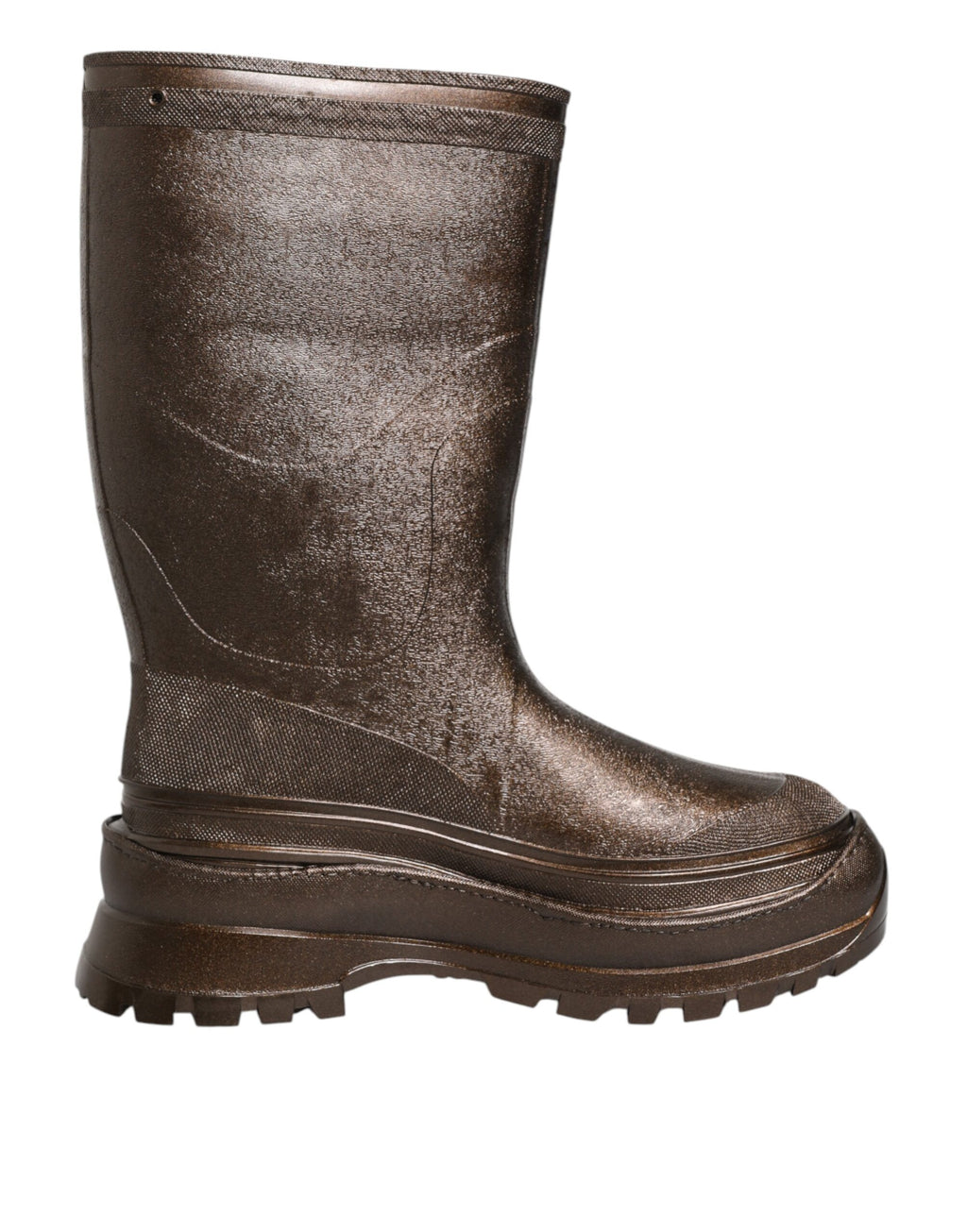 Metallic Brown Pull On Rain Boots Shoes