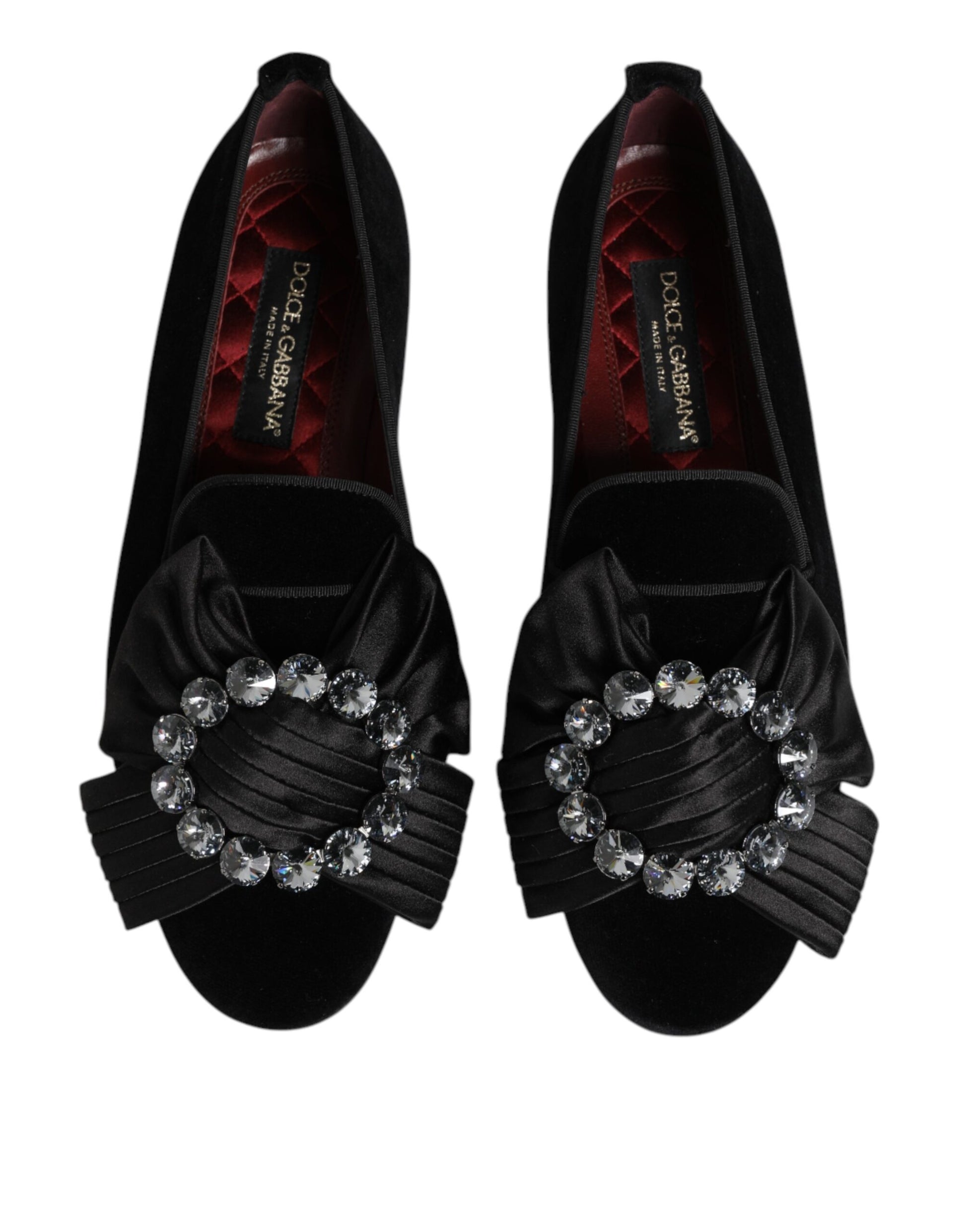 Black VATICANO Crystal Ribbon Slip On Shoes