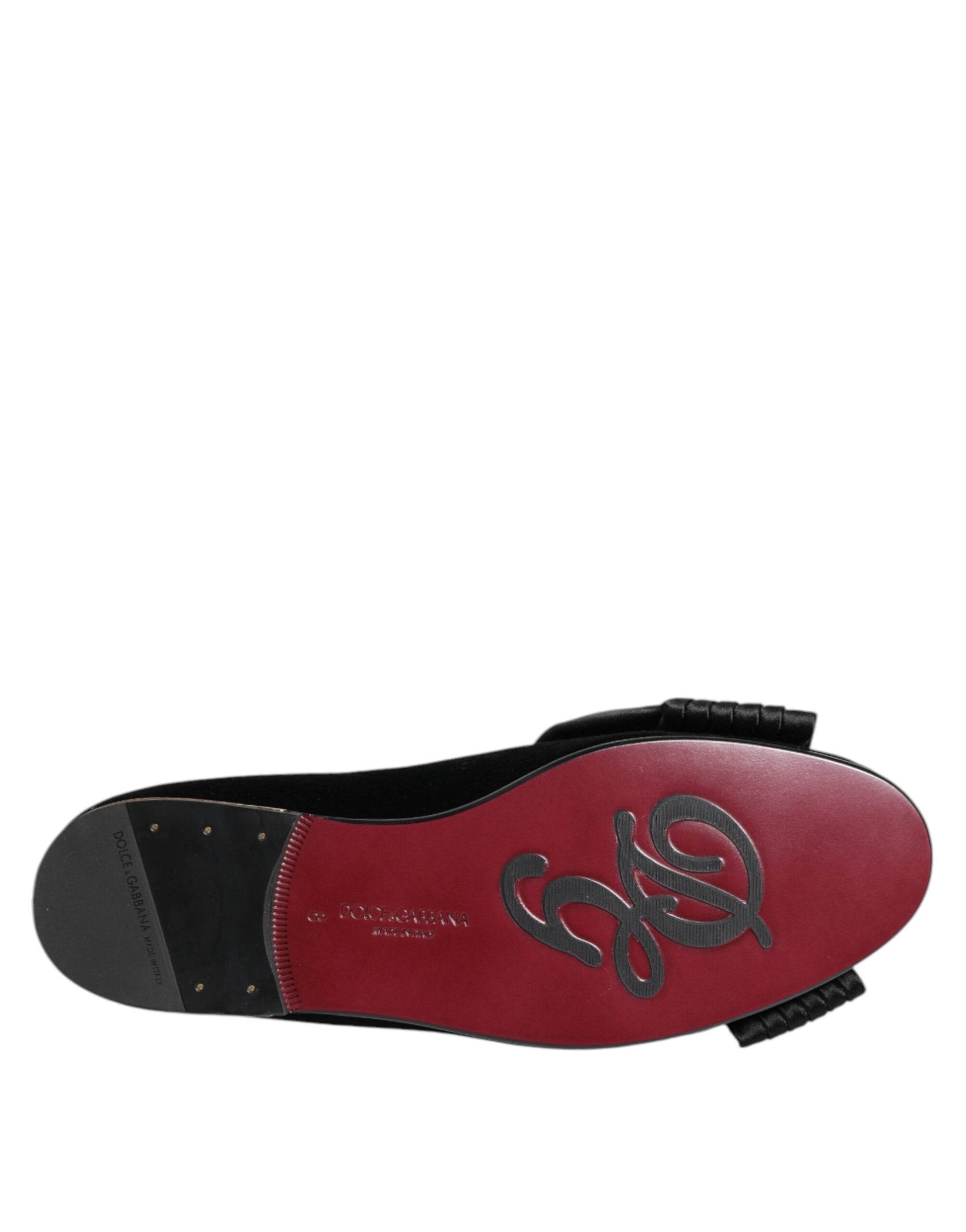 Black VATICANO Crystal Ribbon Slip On Shoes