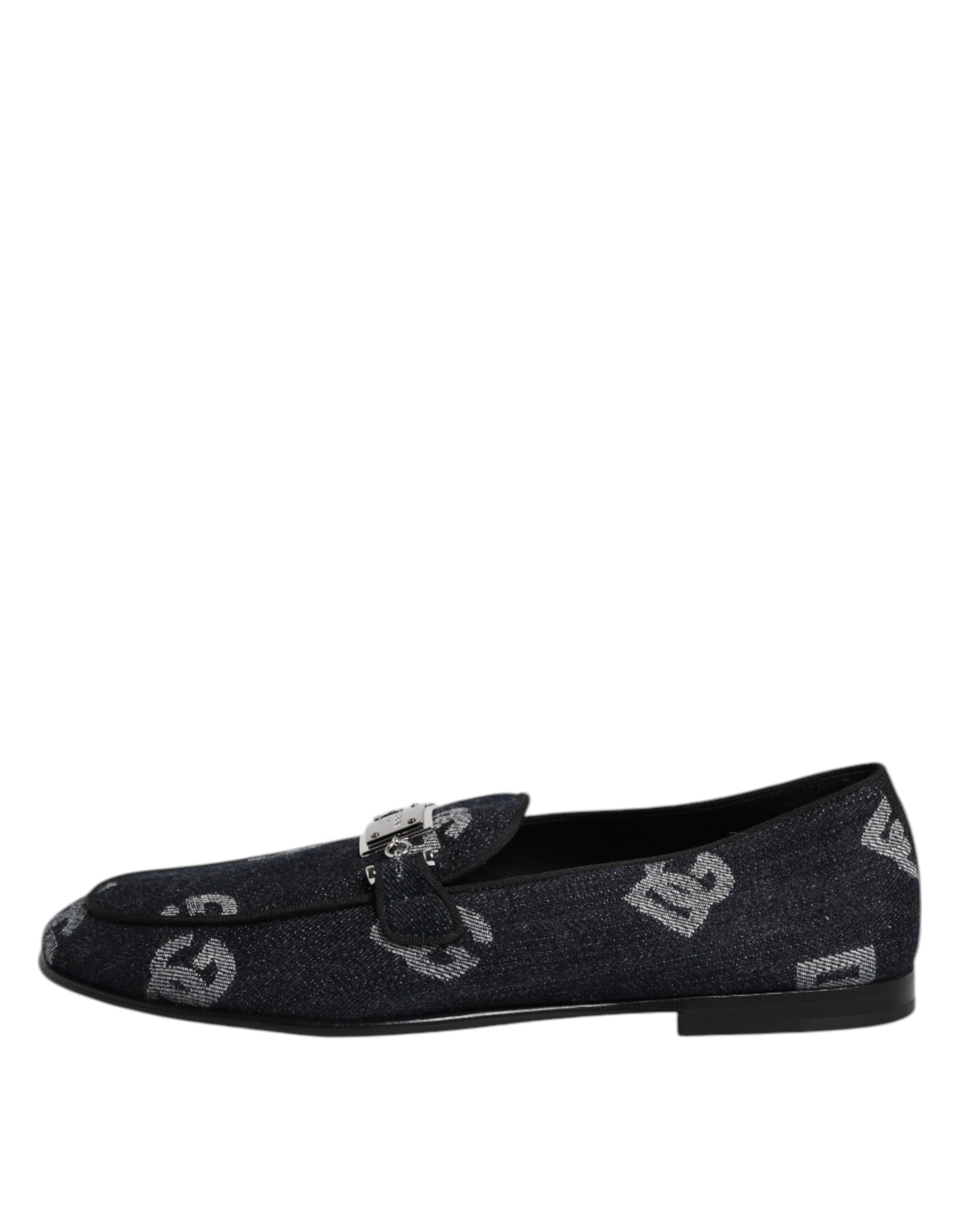 Blue Logo Cotton Loafers Formal Dress Shoes