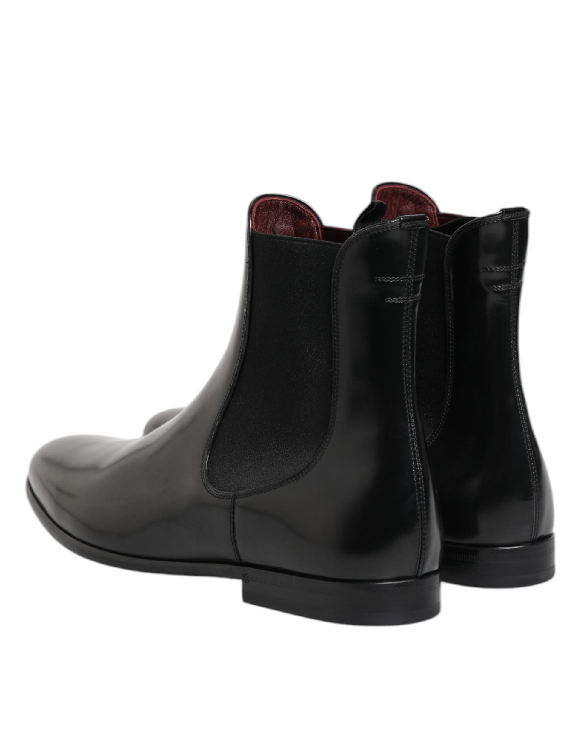 Black Chelsea Slip On Mid Calf Boots Shoes