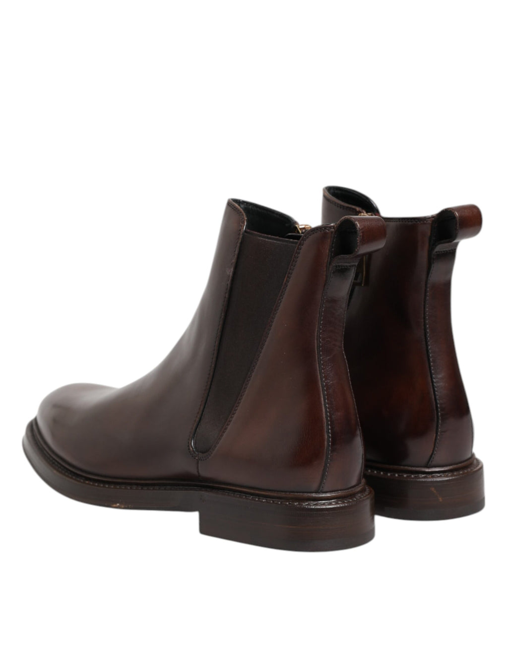 Brown Chelsea Leather Mid Calf Boots Shoes