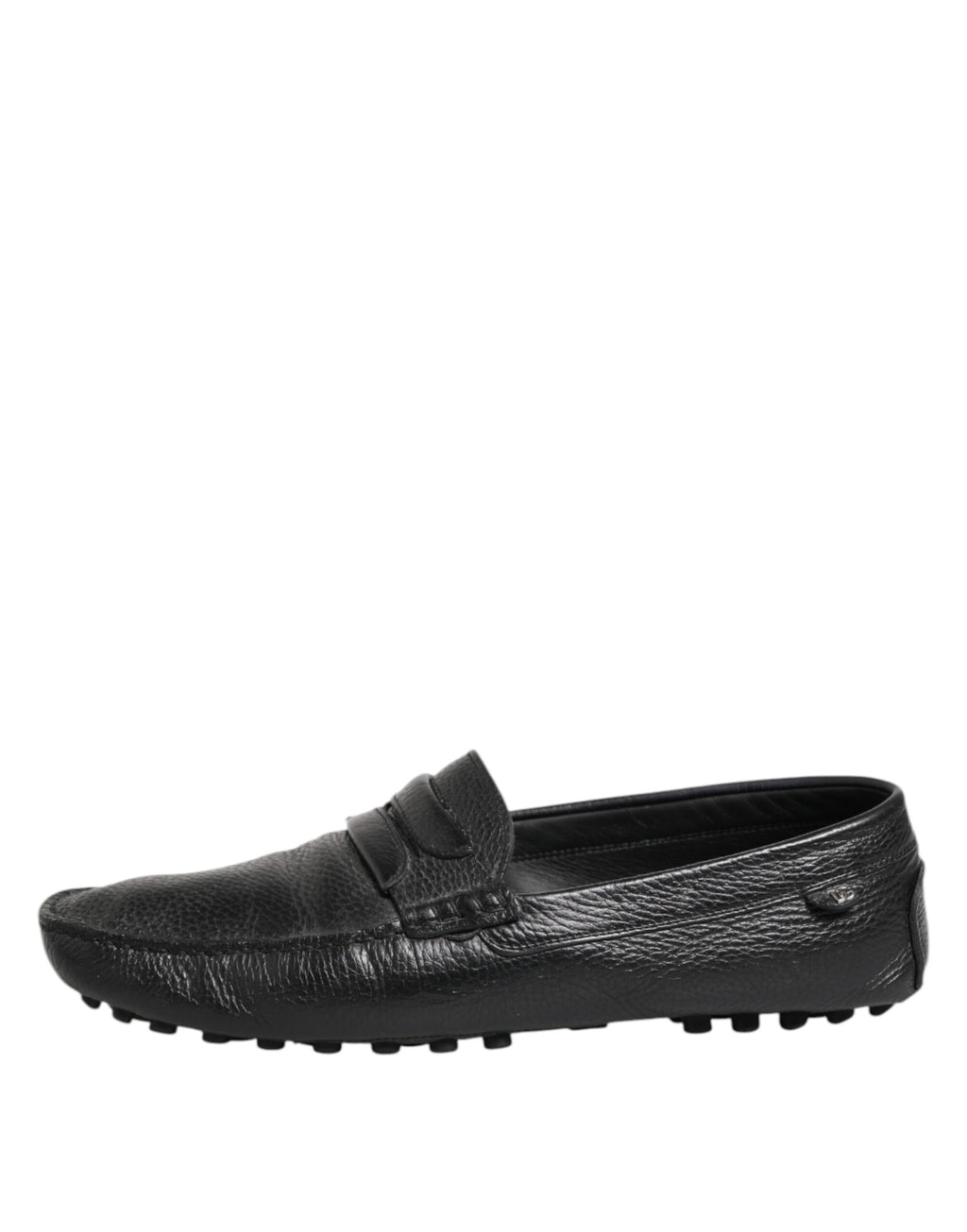 Black Leather Slip On Mocassin Loafer Shoes