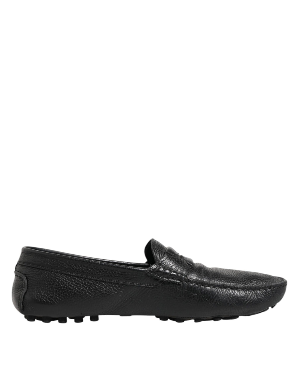 Black Leather Slip On Mocassin Loafer Shoes
