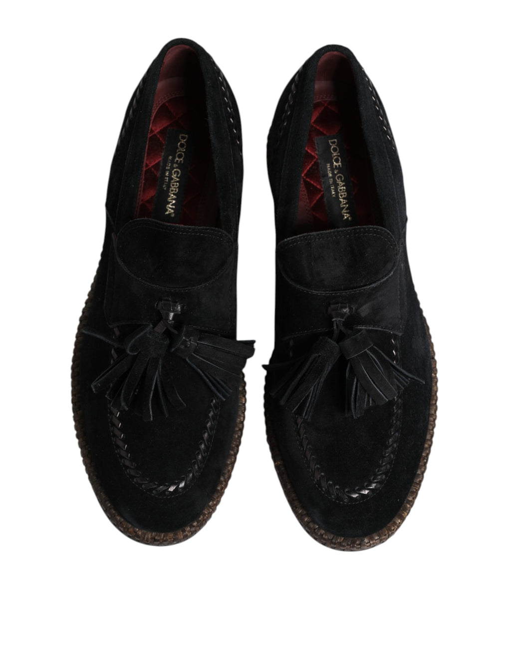 Black Suede Tassel Embellished Loafers Shoes