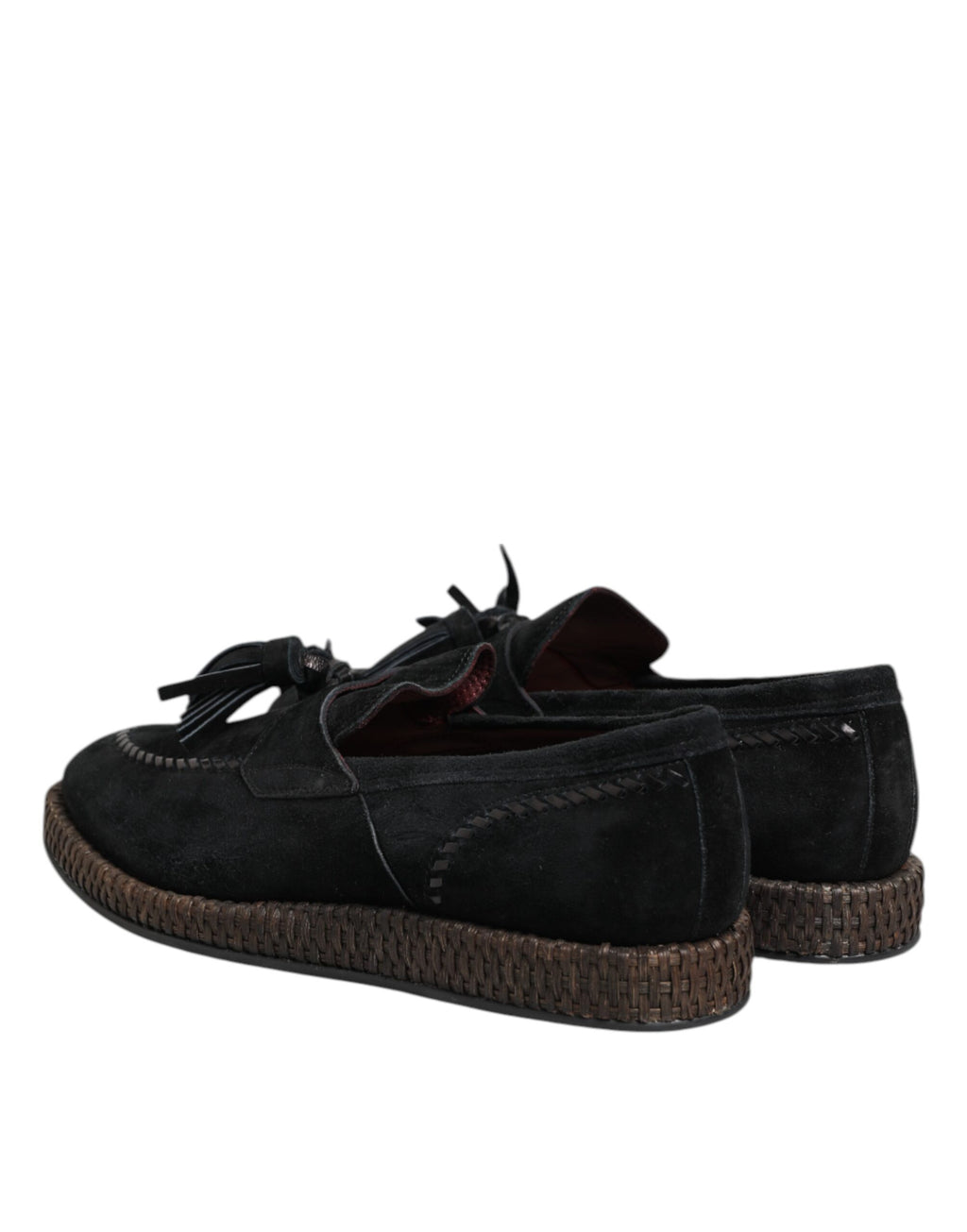 Black Suede Tassel Embellished Loafers Shoes