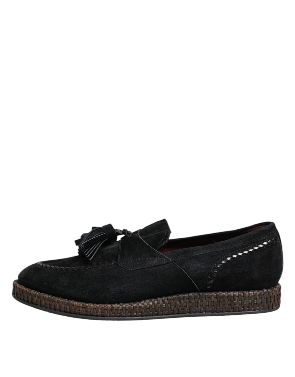 Black Suede Tassel Embellished Loafers Shoes