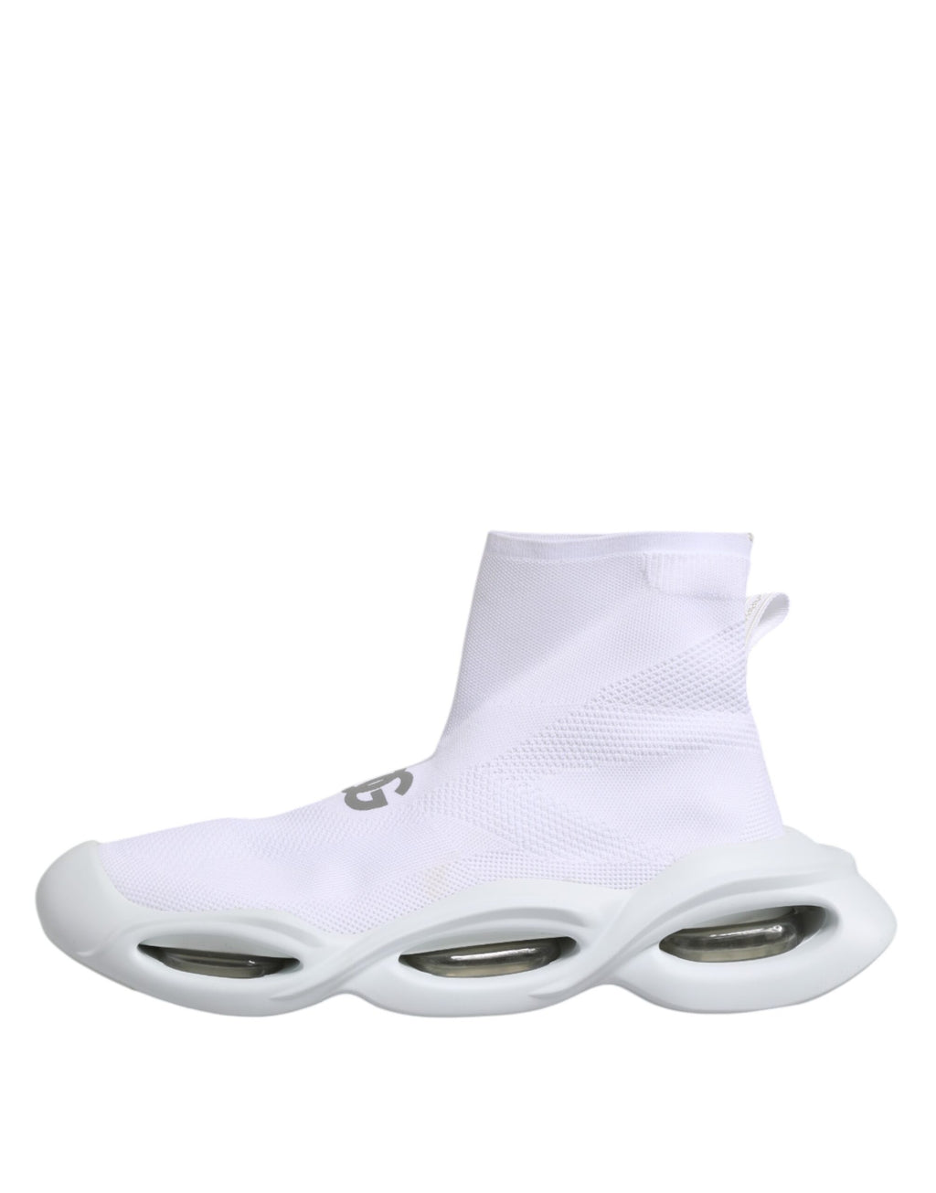White Silver Slip On Wave Socks Sneakers Shoes