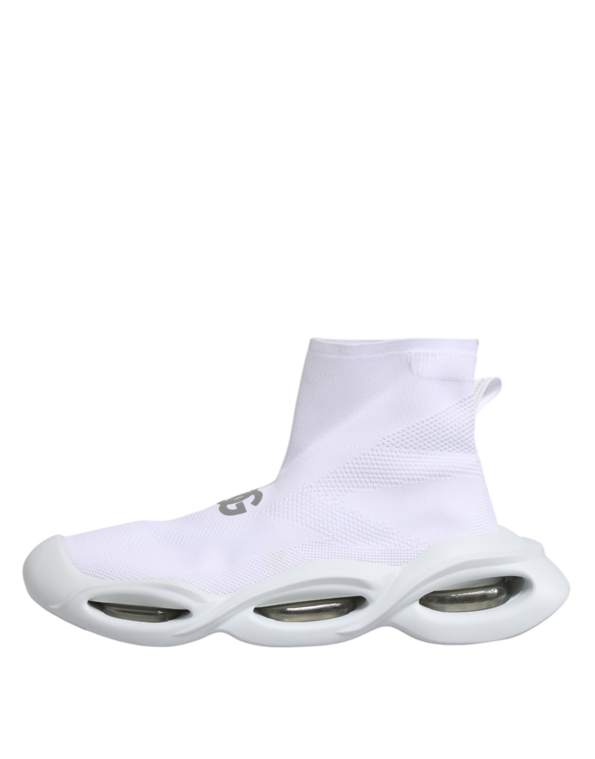 White Silver Slip On Wave Socks Sneakers Shoes
