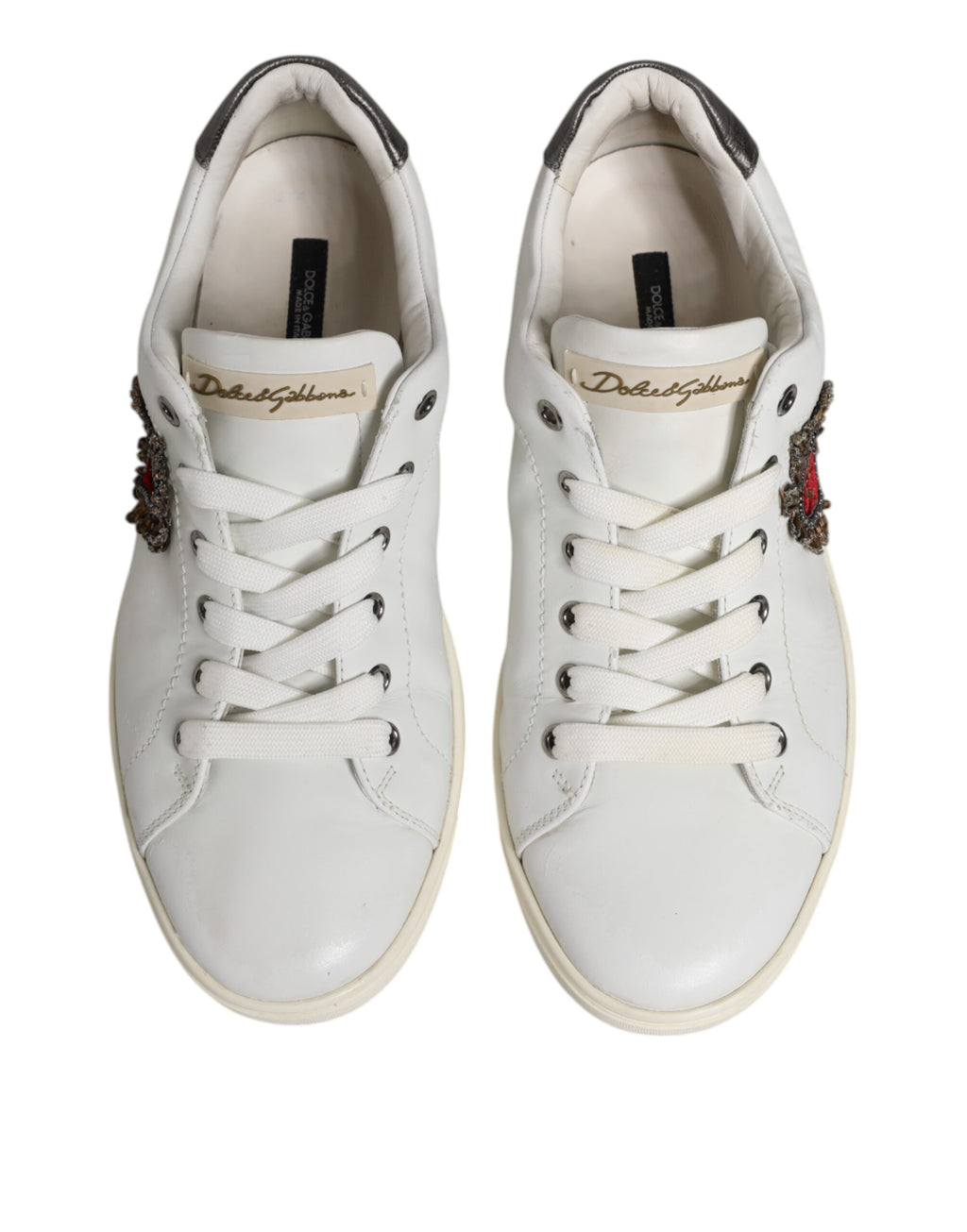 White Silver Sacred Heart Men Sneakers Shoes