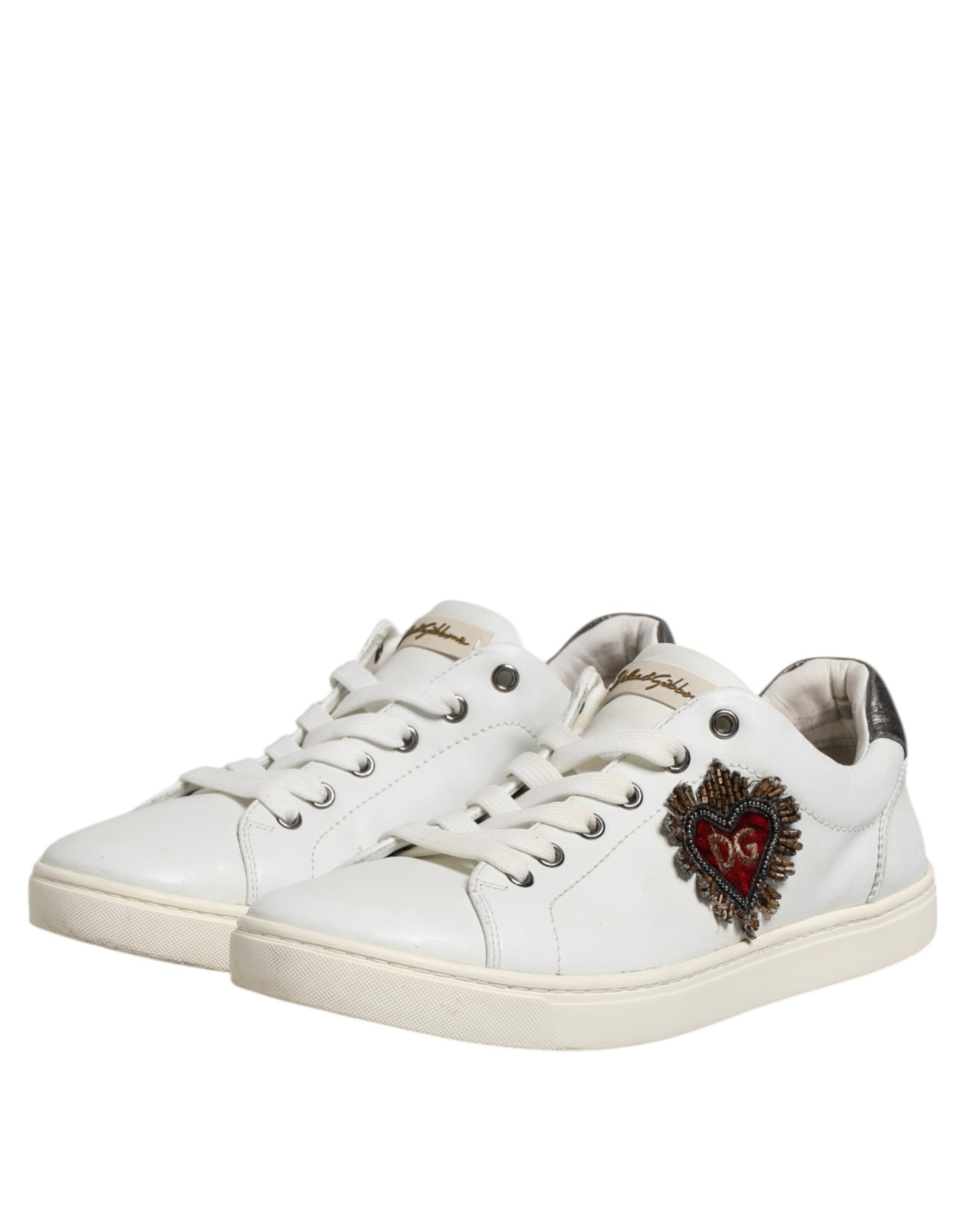 White Silver Sacred Heart Men Sneakers Shoes