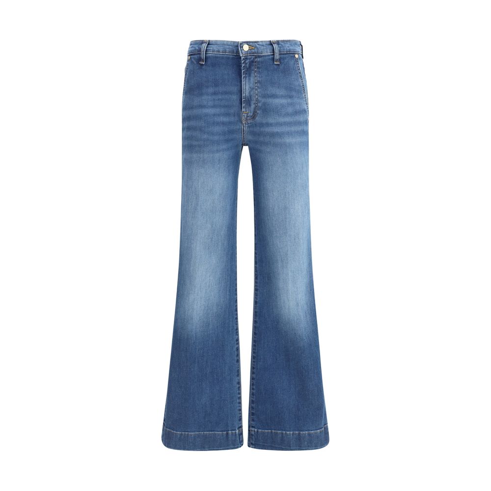 Blue Cotton Flared Jeans