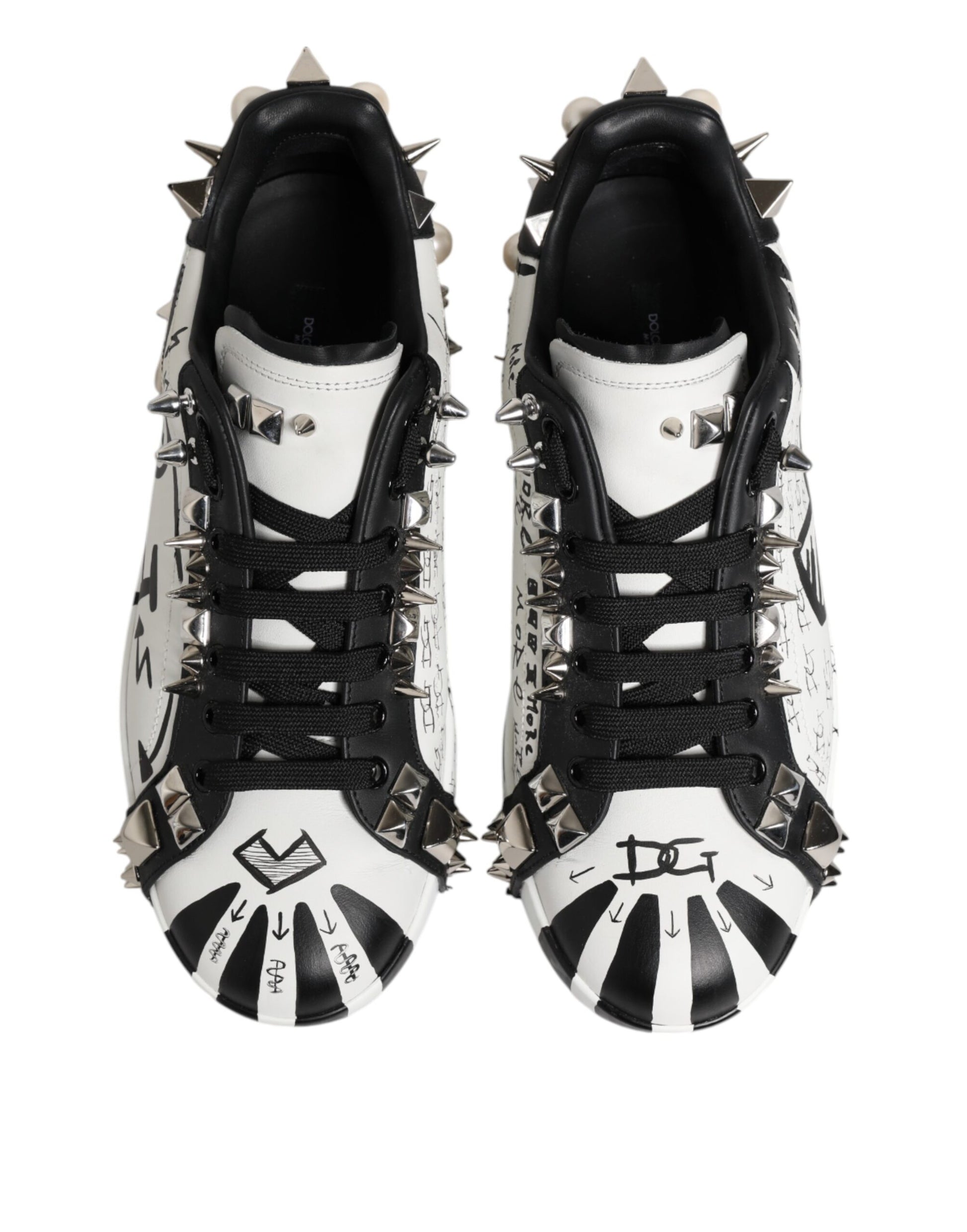 Black White Studded Low Top Sneakers Shoes
