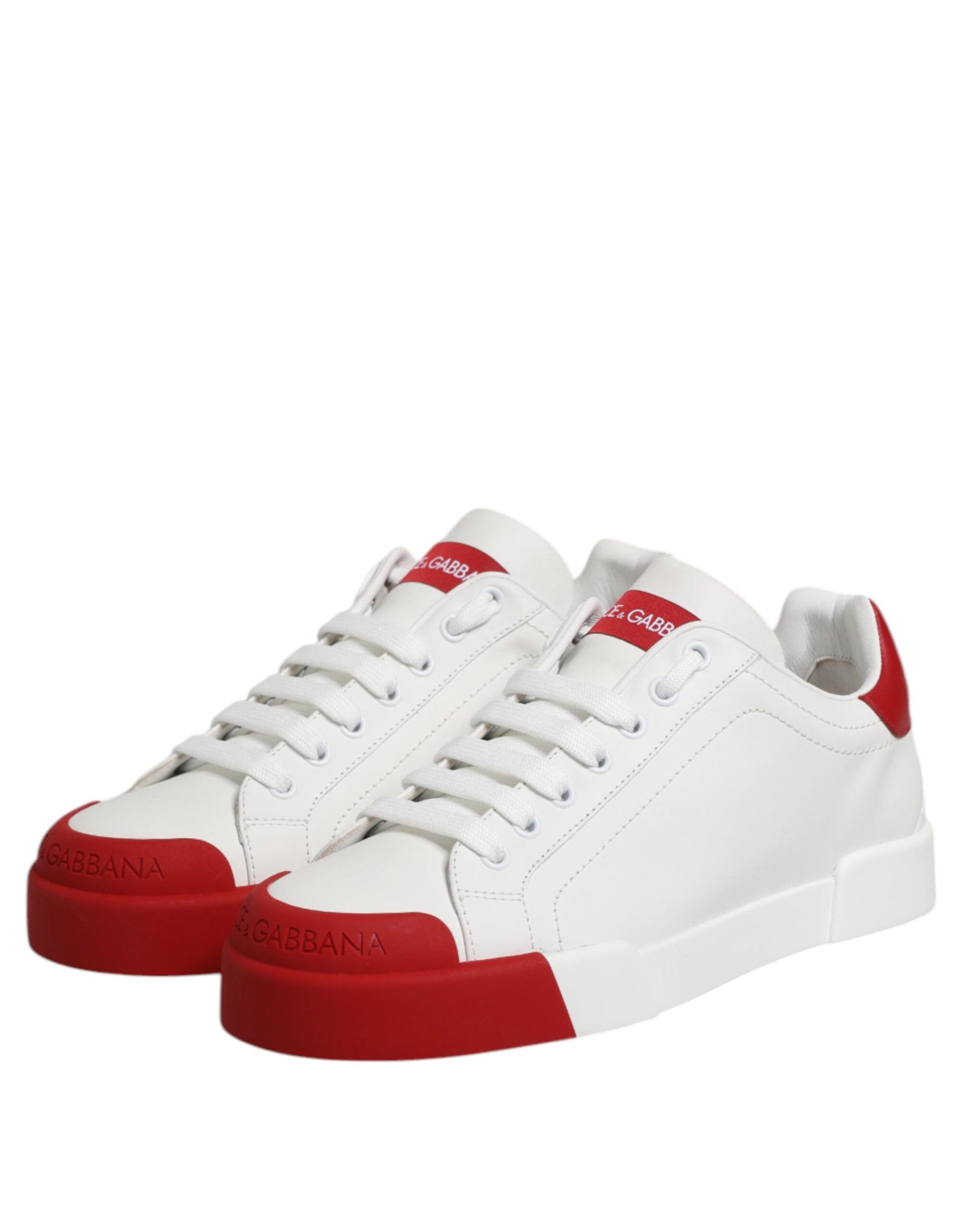 White Leather DG Logo Low Top Sneakers Shoes