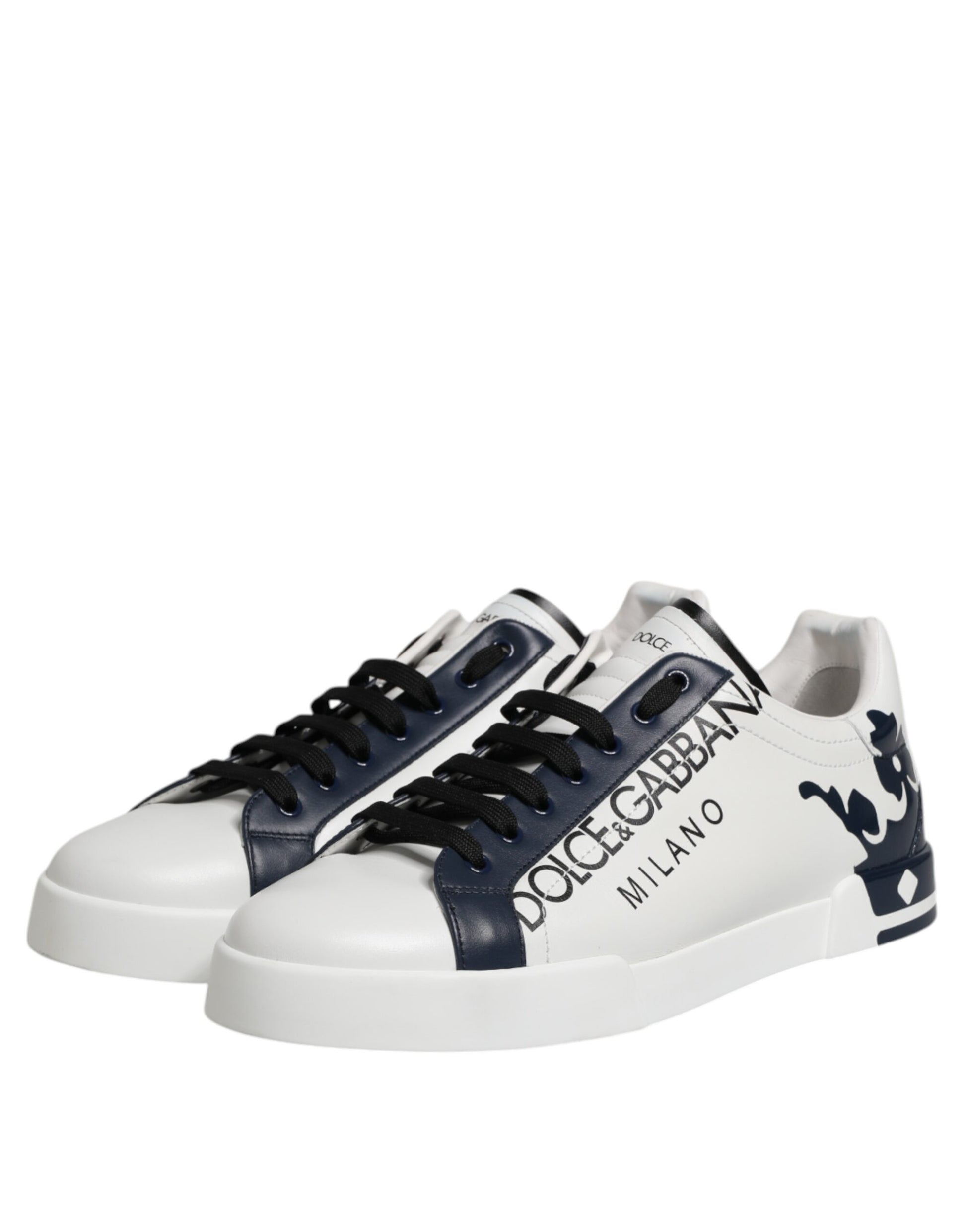 White Blue Crown Low Top Sneakers Shoes