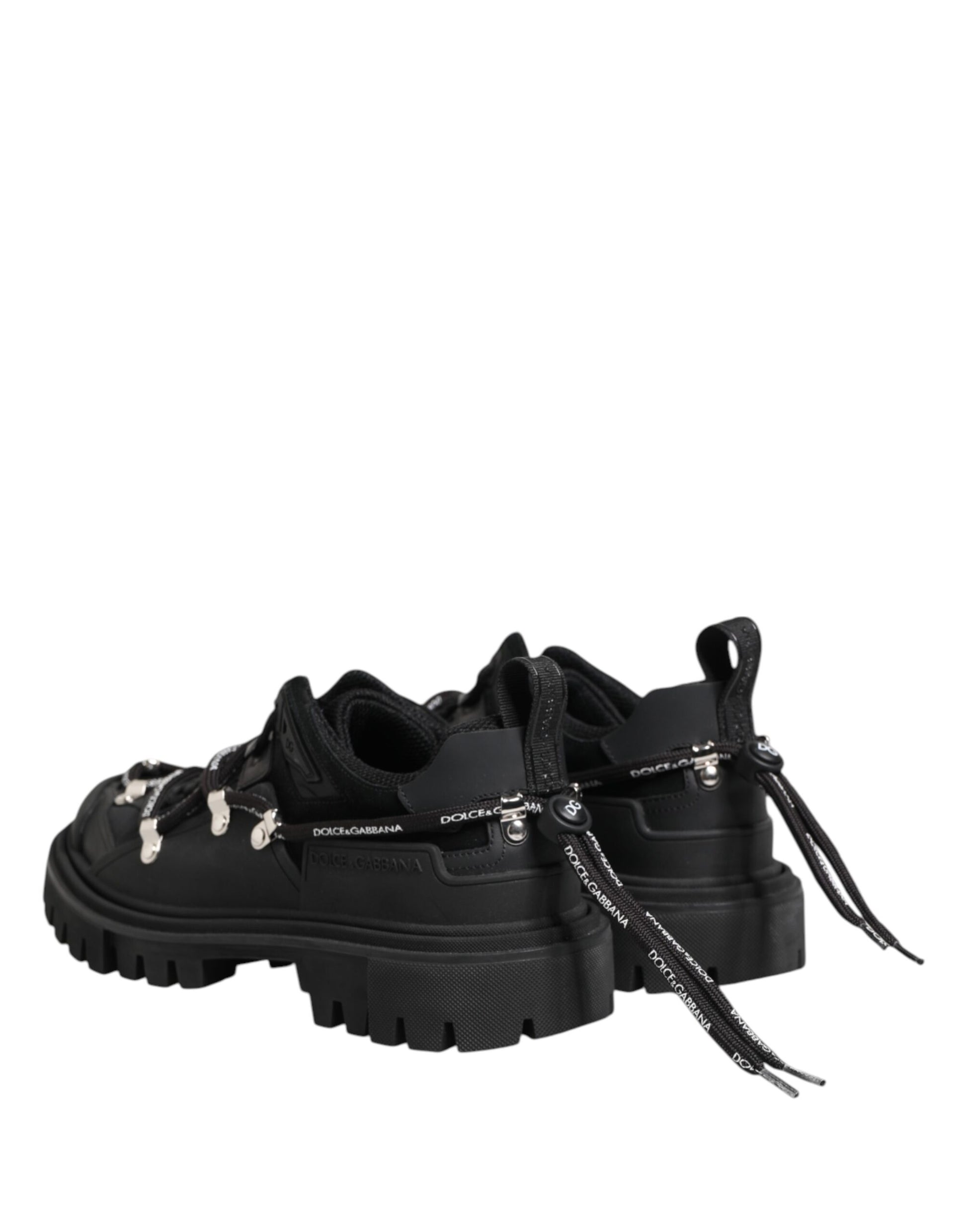 Black Low Top Lace Up Trekking Sneakers Shoes