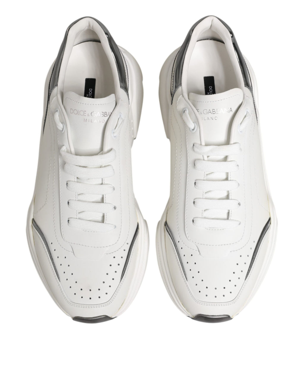 White Silver DAYMASTER Leather Sneakers Shoes