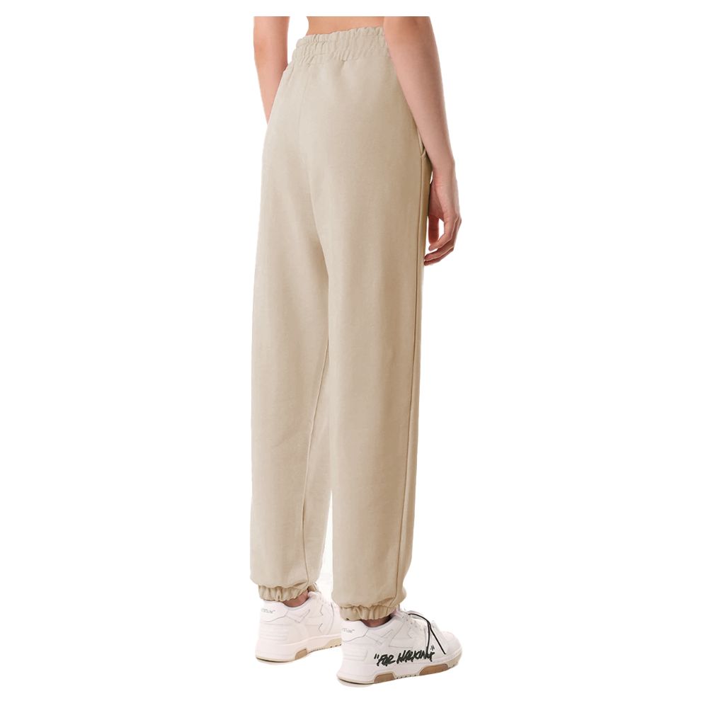 Beige Cotton Women Sweatpant