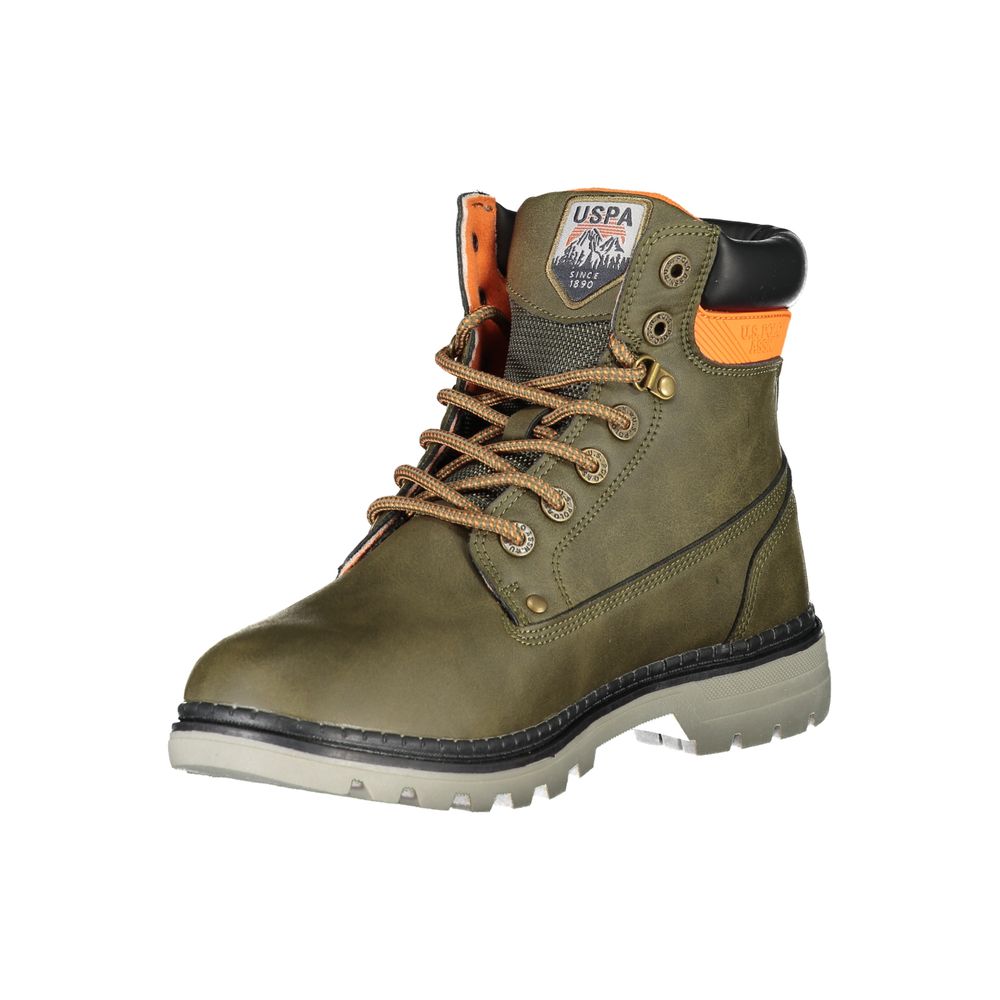 Green Polyester Men Boot