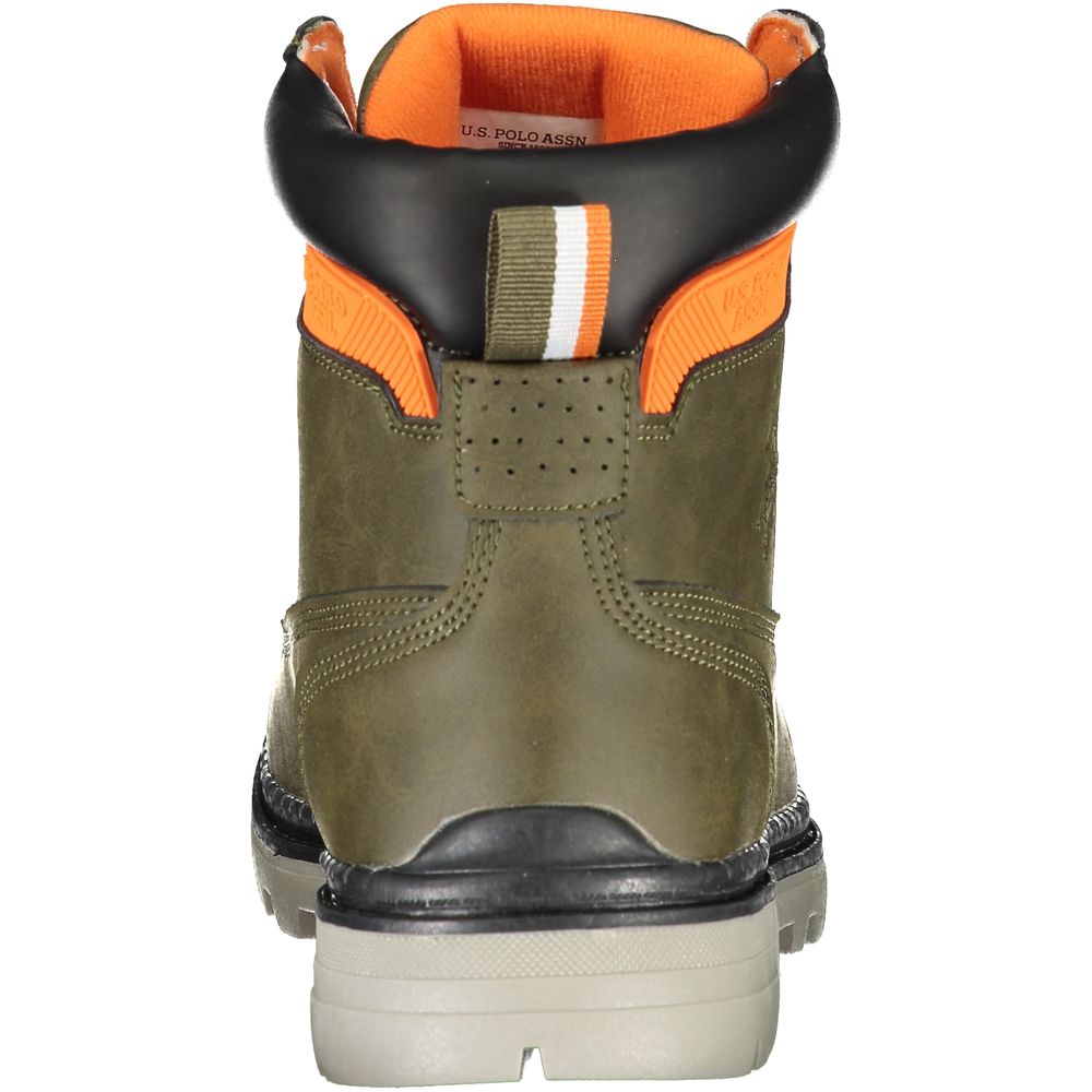 Green Polyester Men Boot
