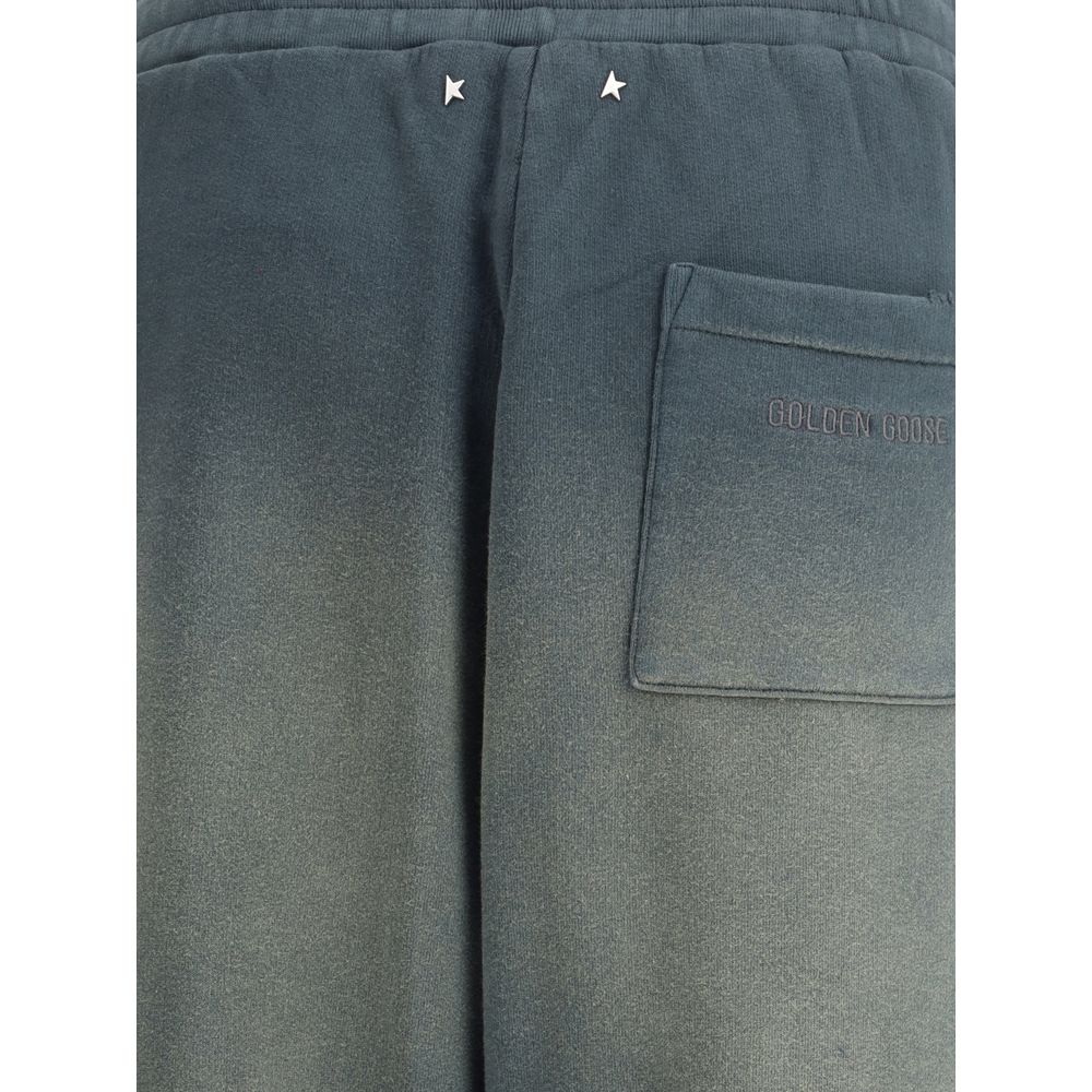 Blue Cotton Casual Pants