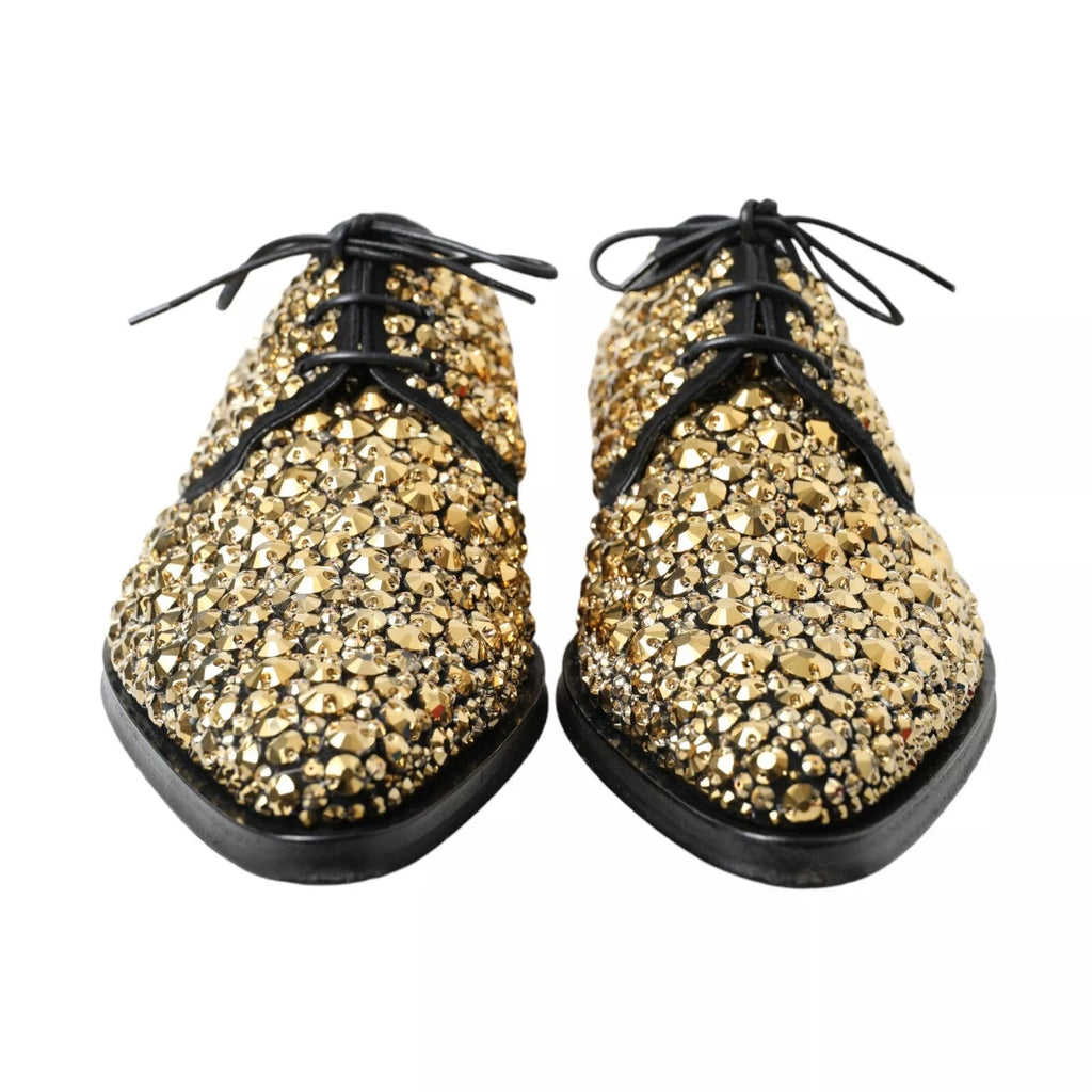 Black Gold Embellished Derby Shoes