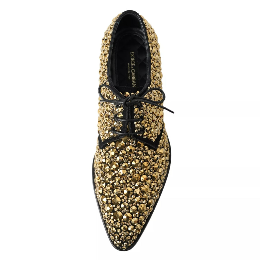 Black Gold Embellished Derby Shoes