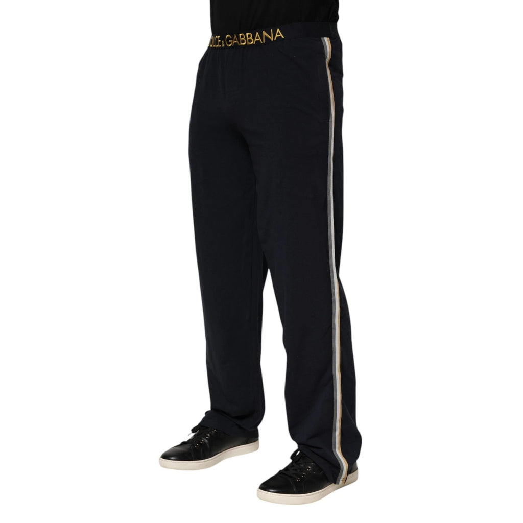 Black Modal Spandex Straight Logo Trouser Pants