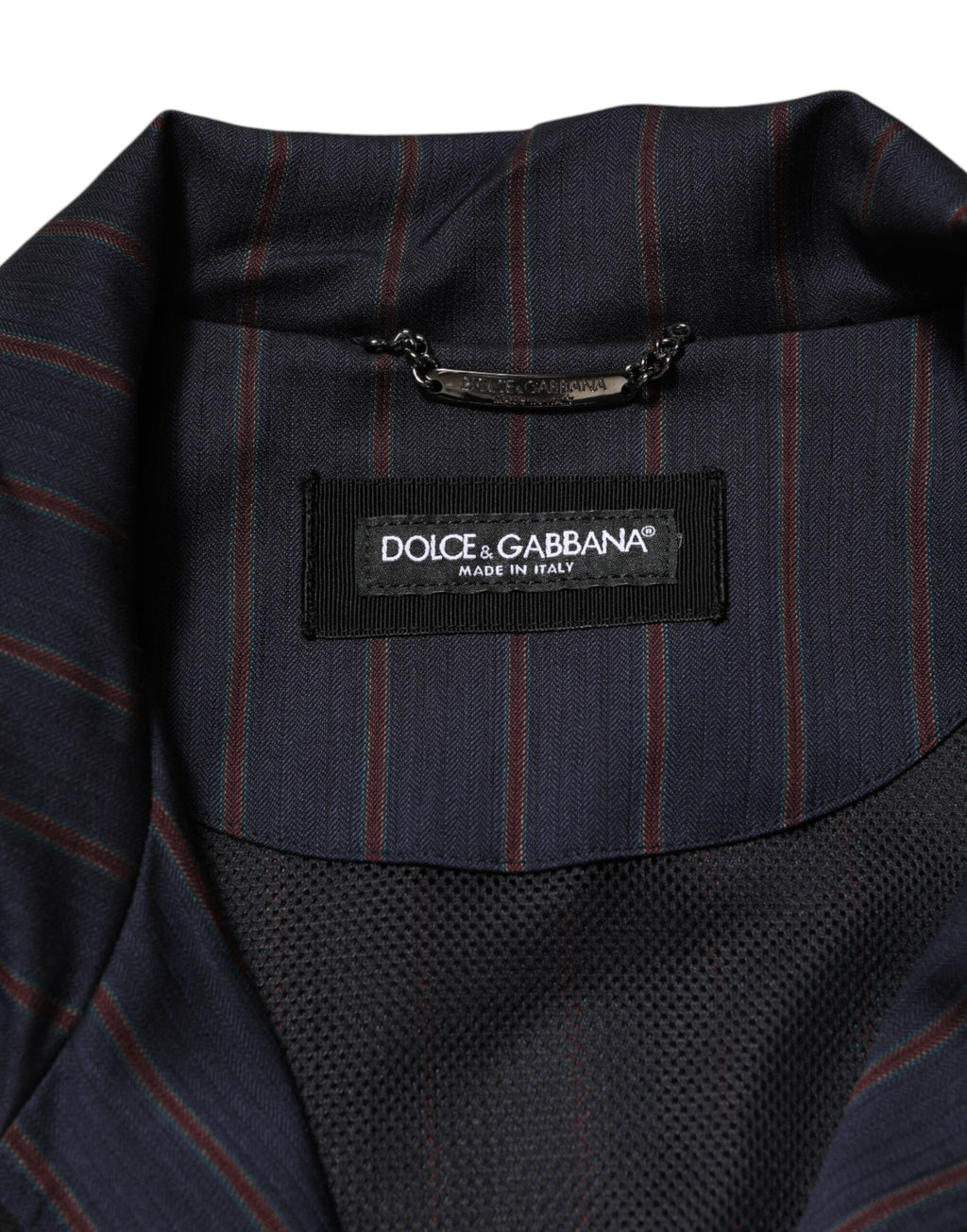 Blue Red Striped Logo Plaque Full Zip Jacket