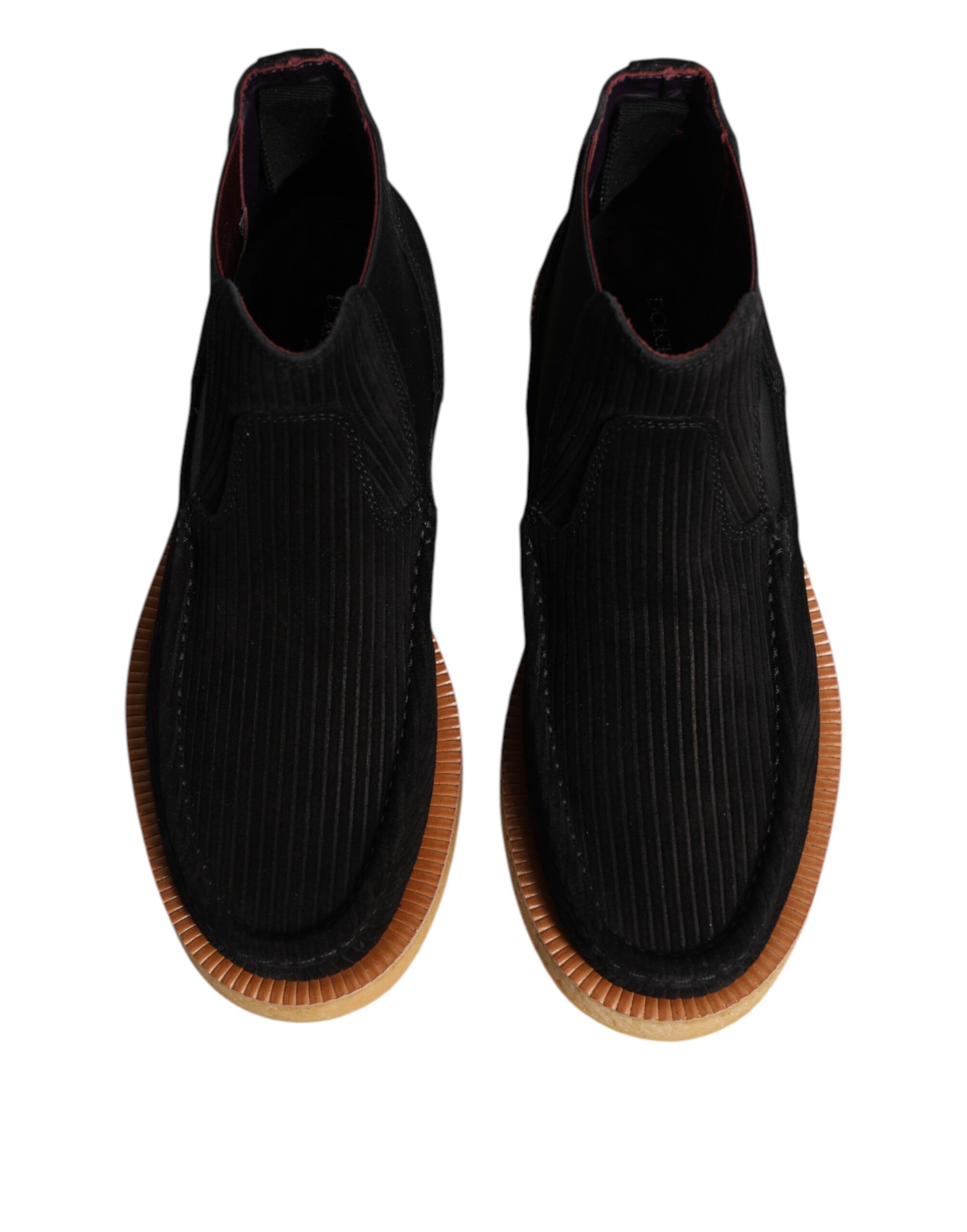 Black Calf Suede Slip On Ankle Boots Shoes