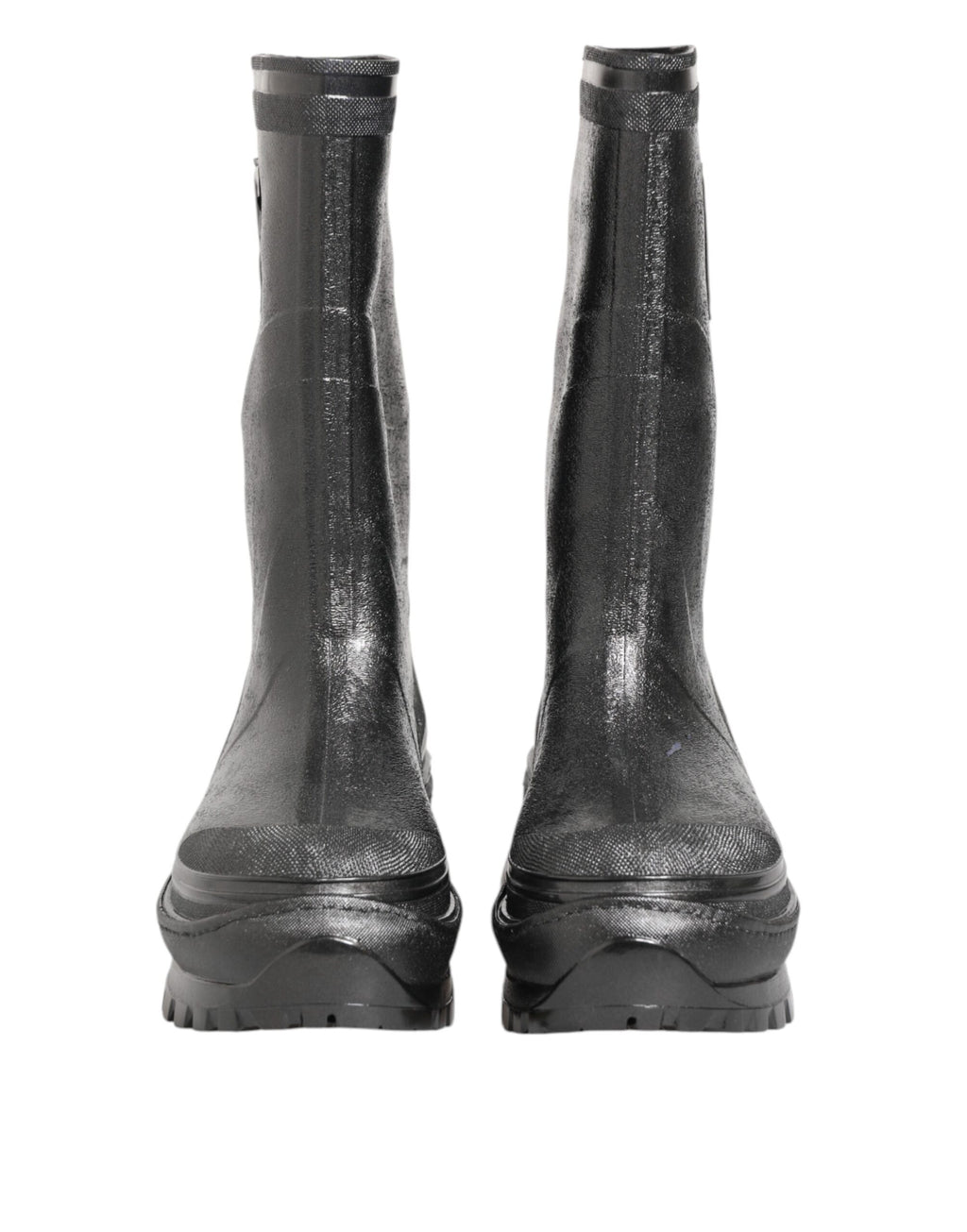 Metallic Gray Pull On Rain Boots Shoes