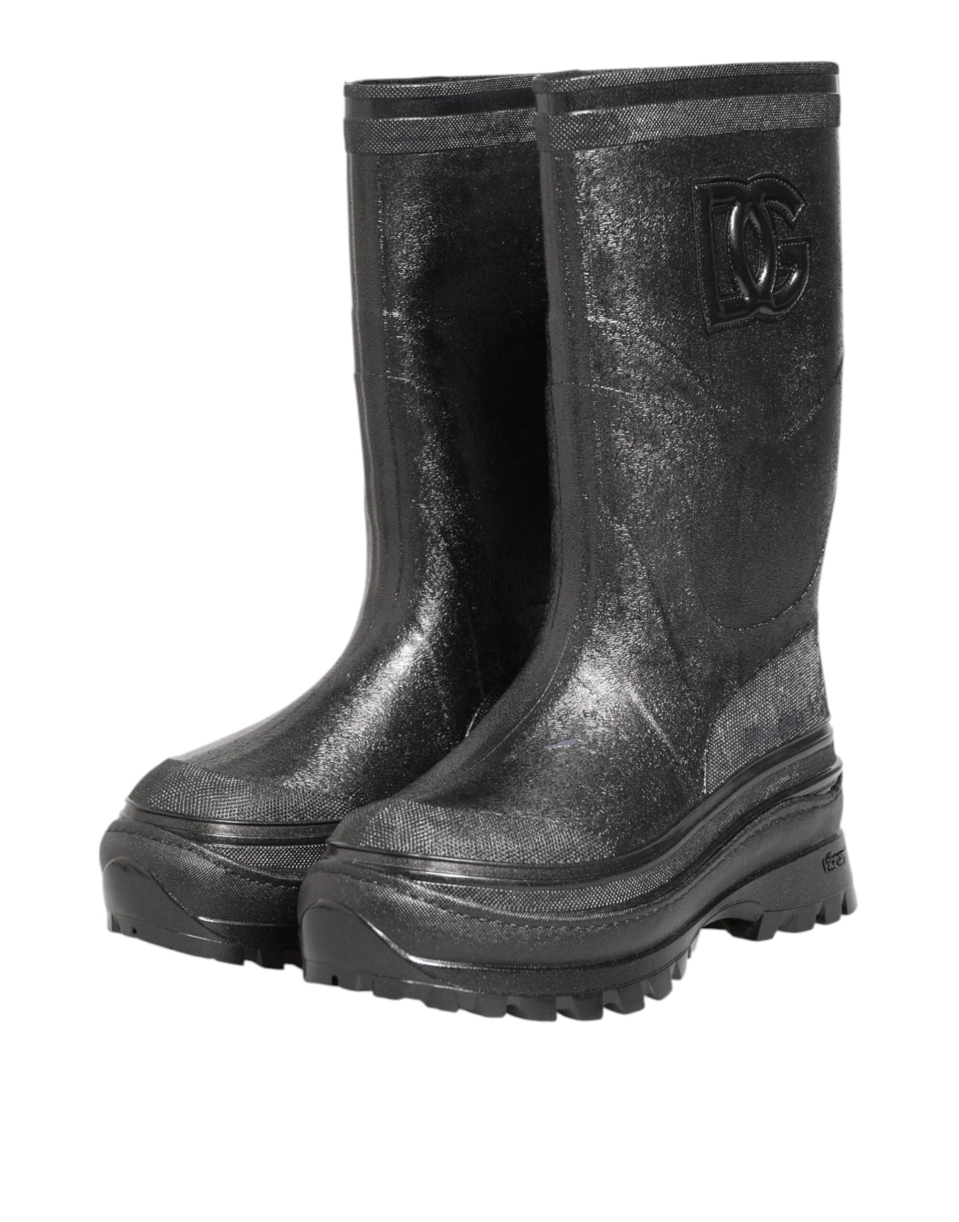Metallic Gray Pull On Rain Boots Shoes