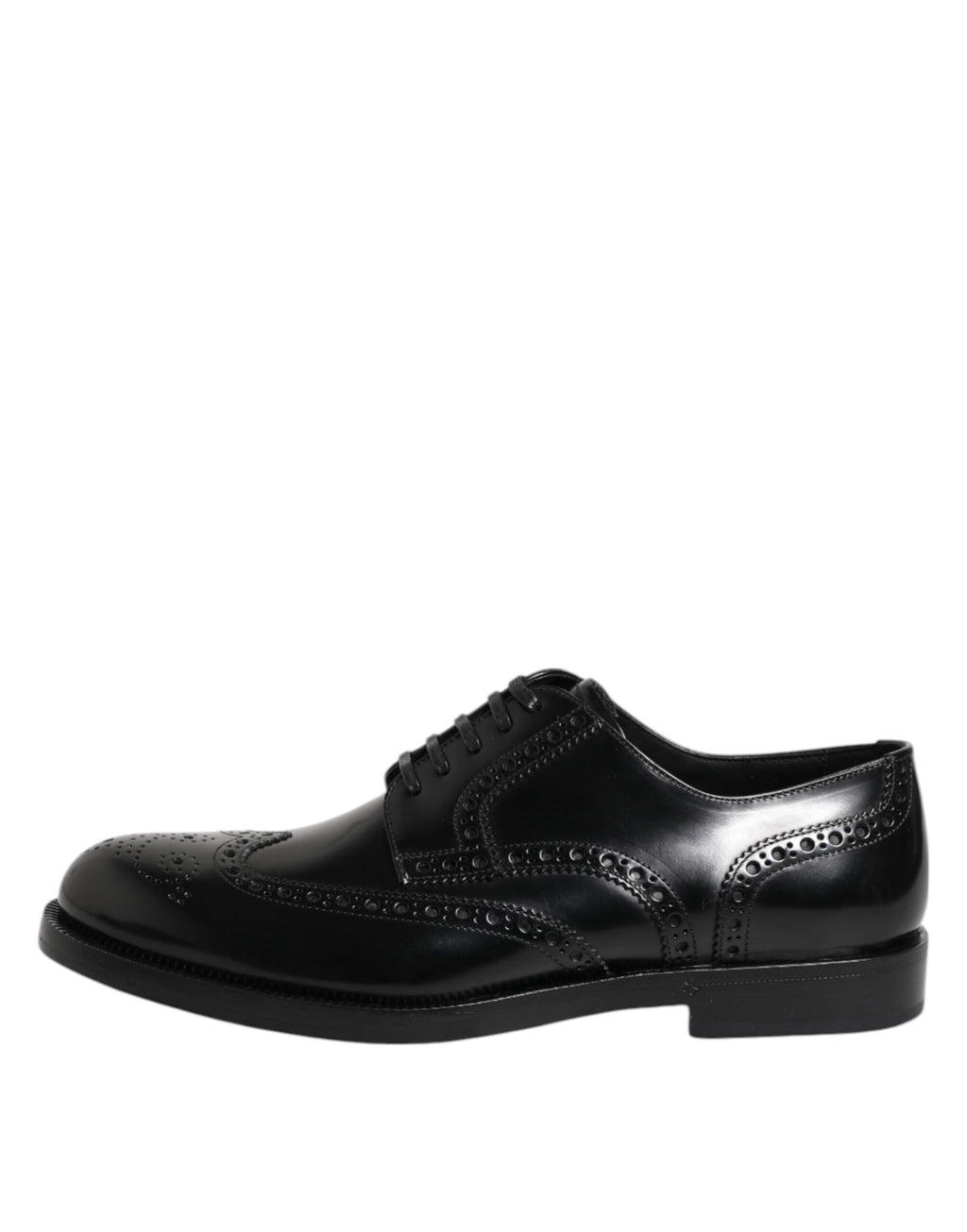 Black Leather Derby Wingtip Formal Shoes