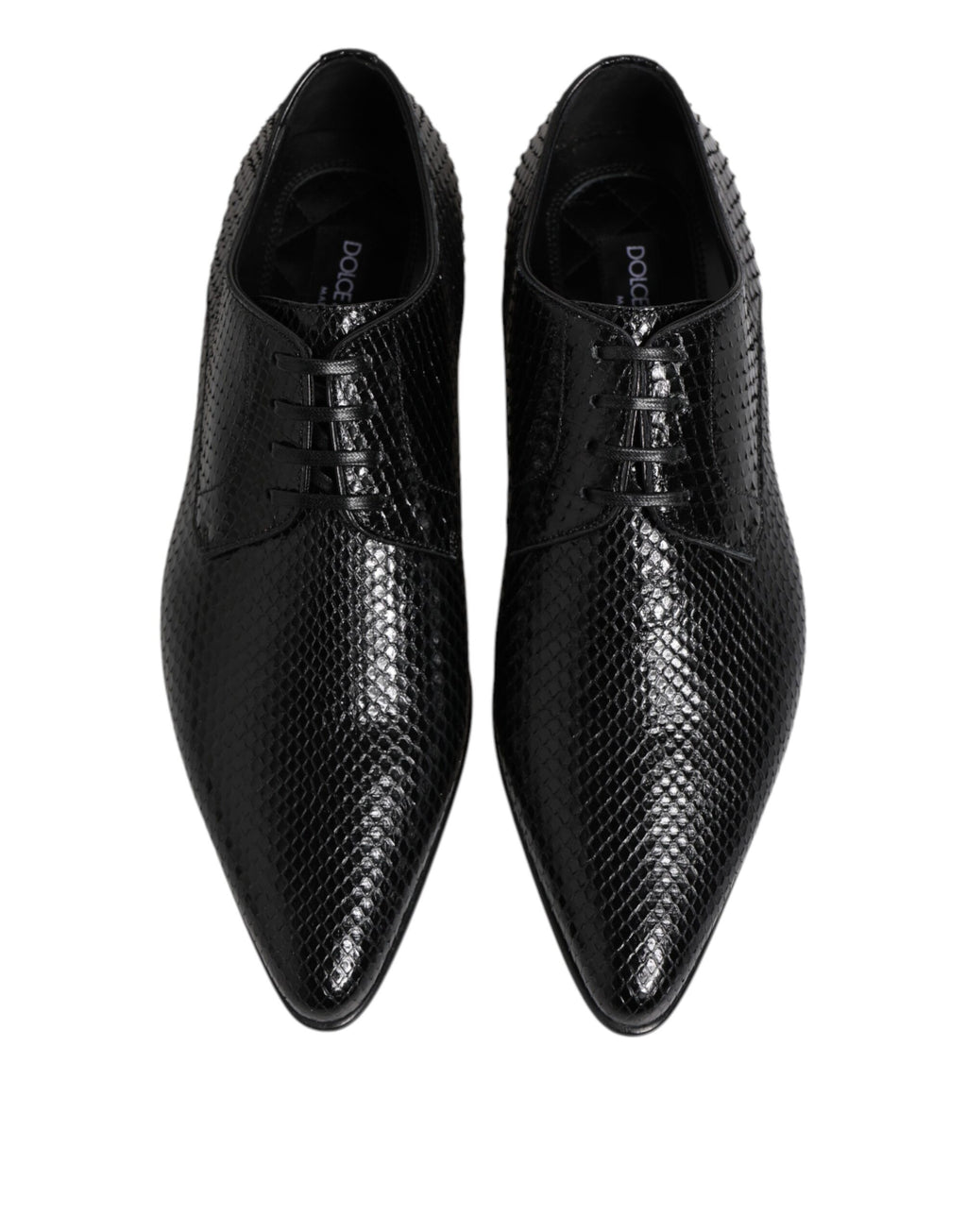 Black Exotic Leather Lace Up Derby Shoes