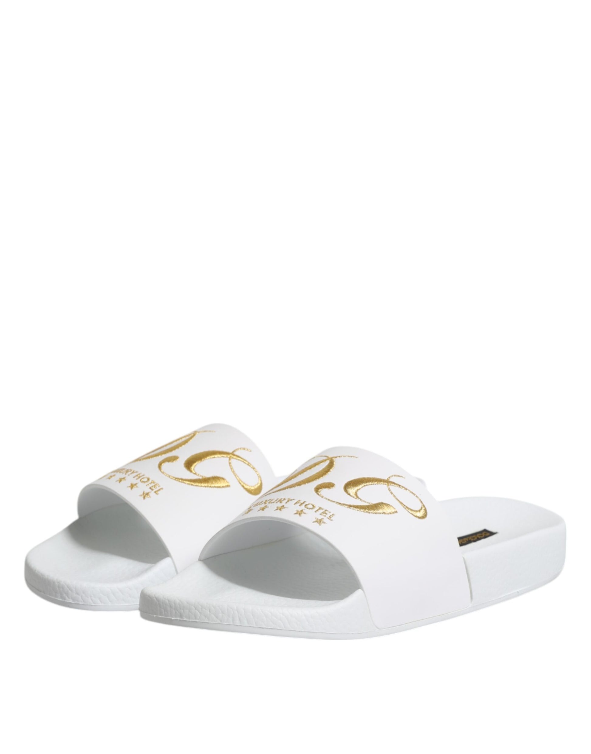 White Leather Slides Sandals Beachwear Shoes