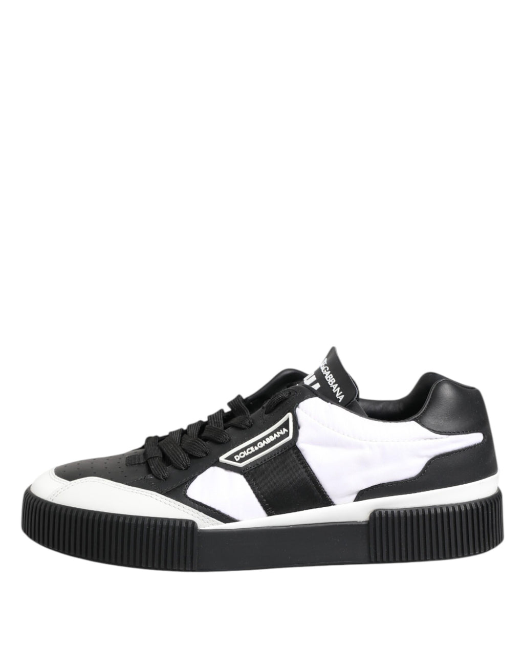 Black White Leather MIAMI Low Top Sneakers Shoes