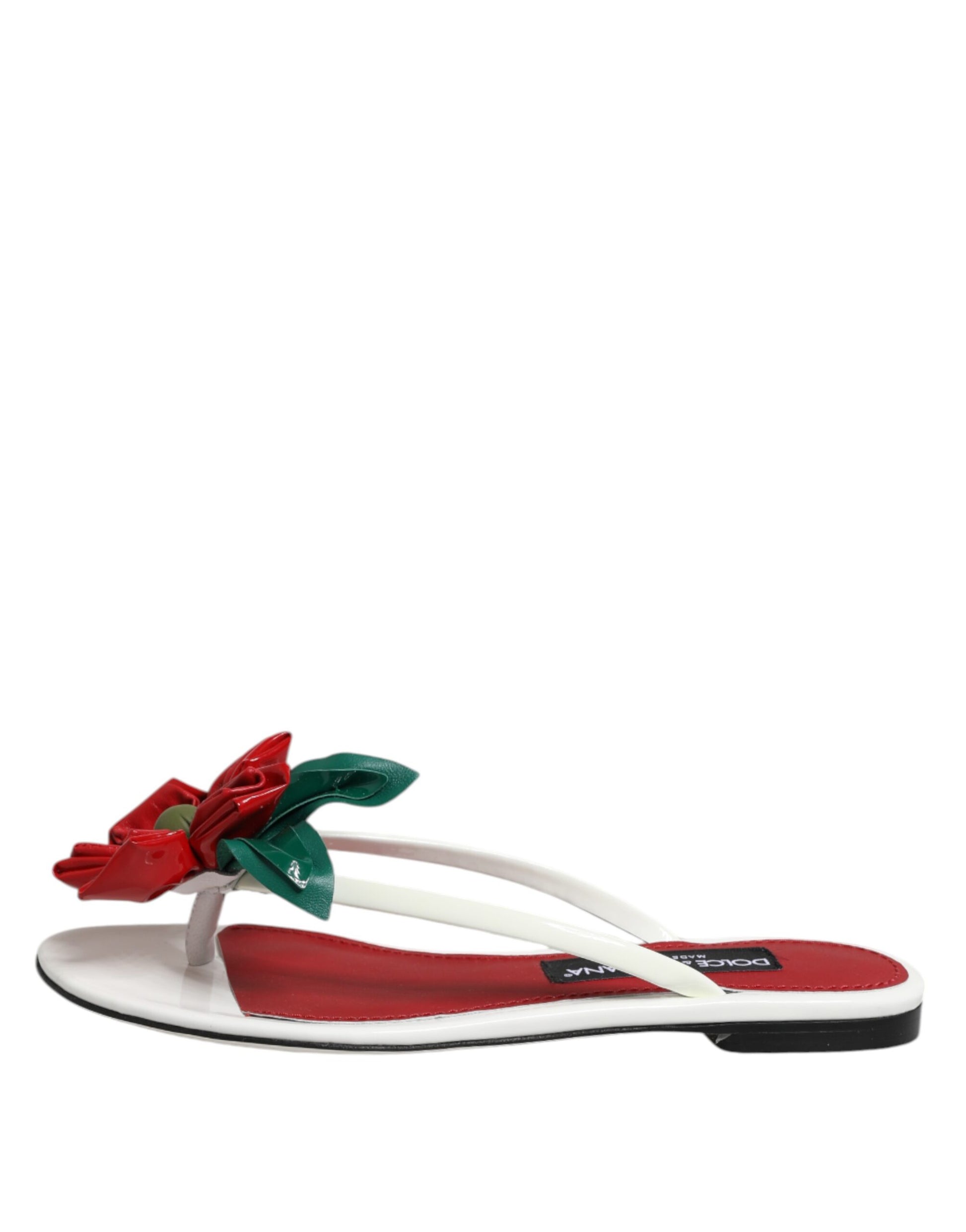 Red White KEIRA Flower Leather Sandals Shoes