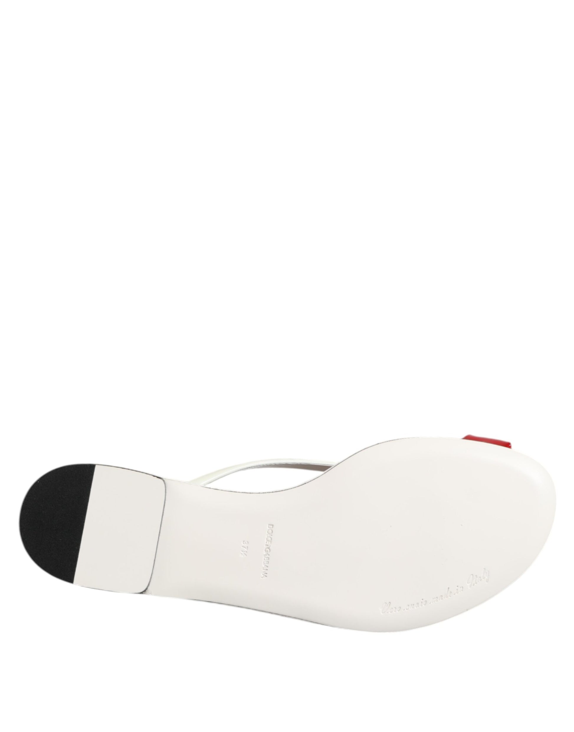 Red White KEIRA Flower Leather Sandals Shoes