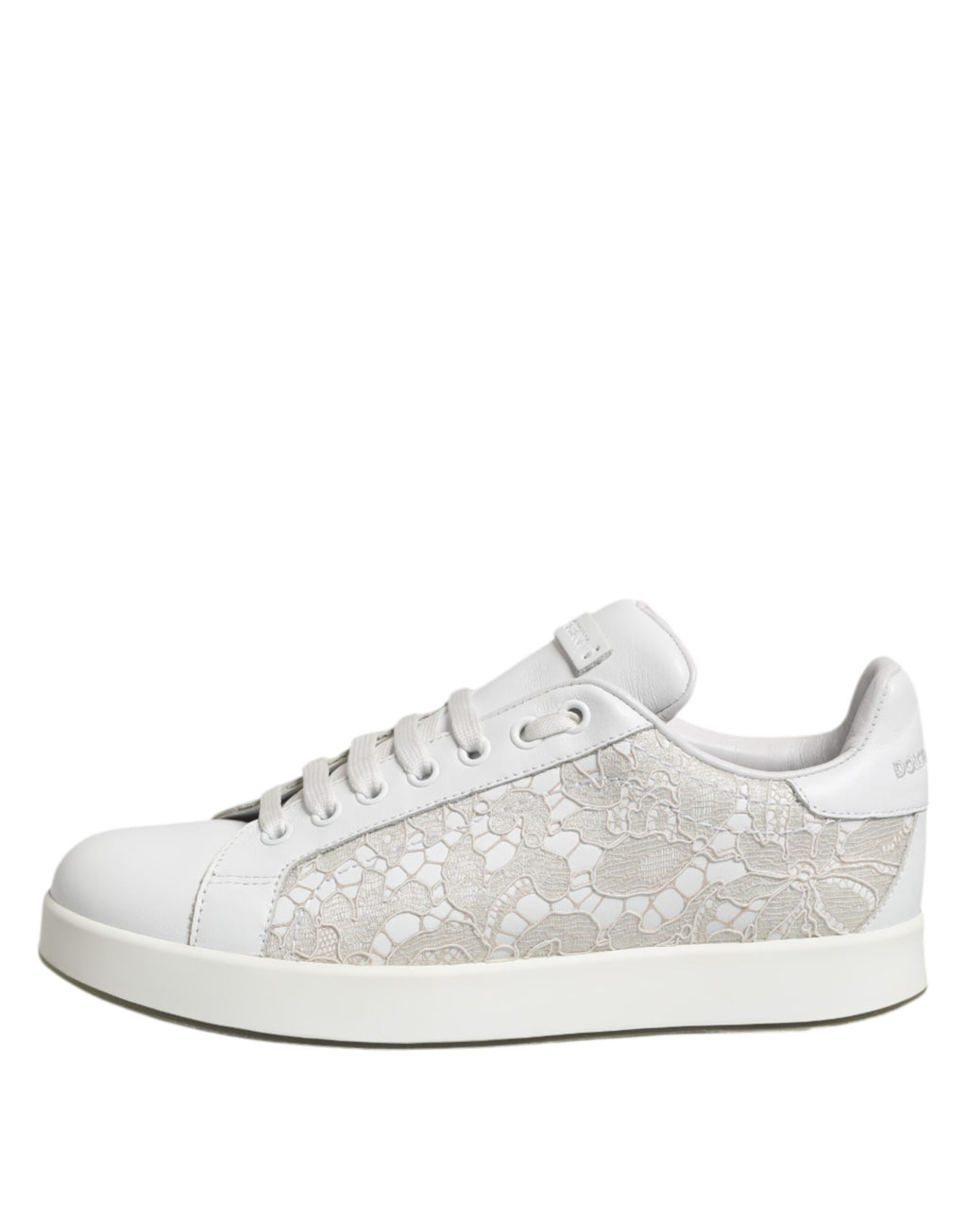 White Lace Leather Low Top Sneaker Shoes