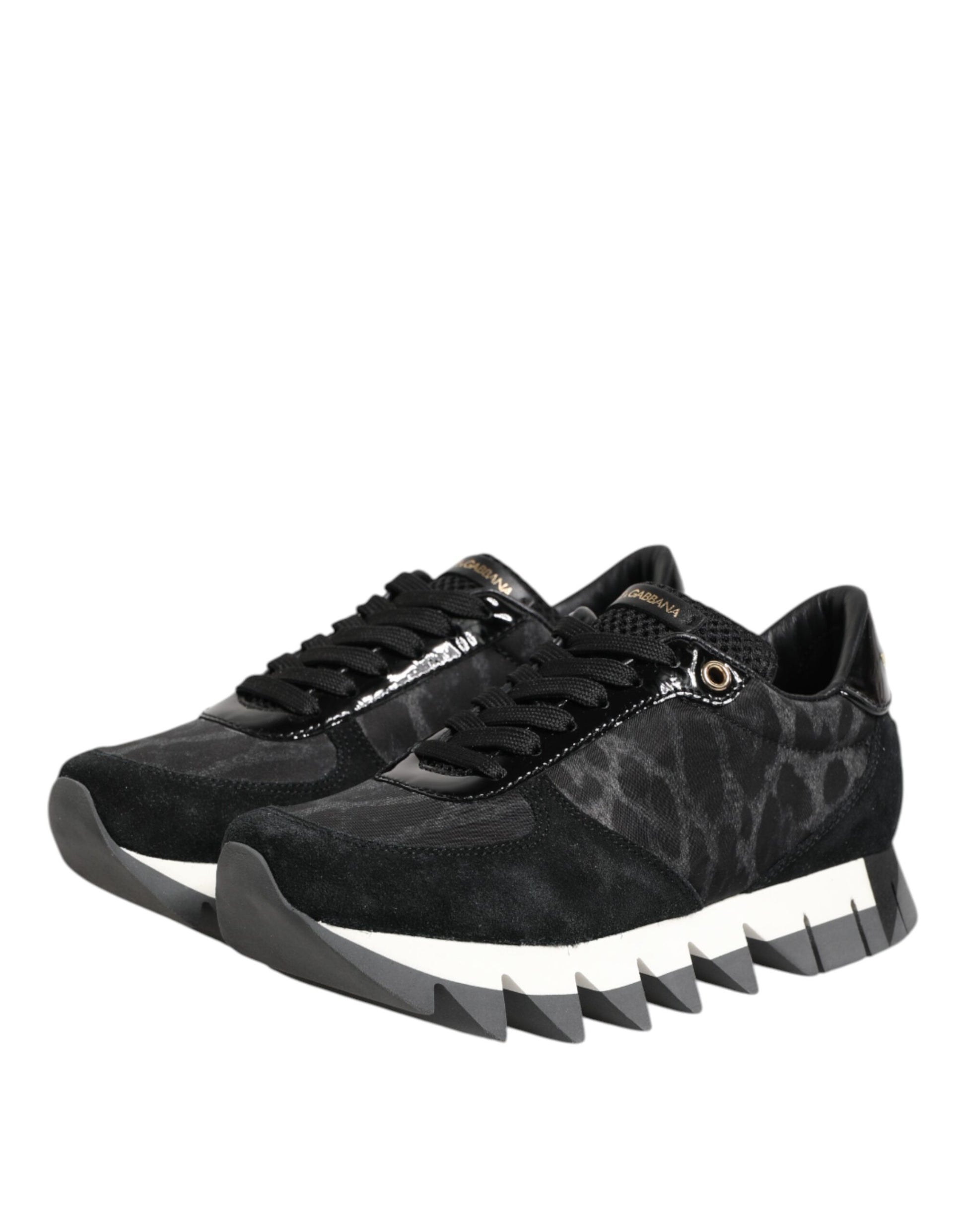 Black Gray Leopard Low Top Sneakers Shoes