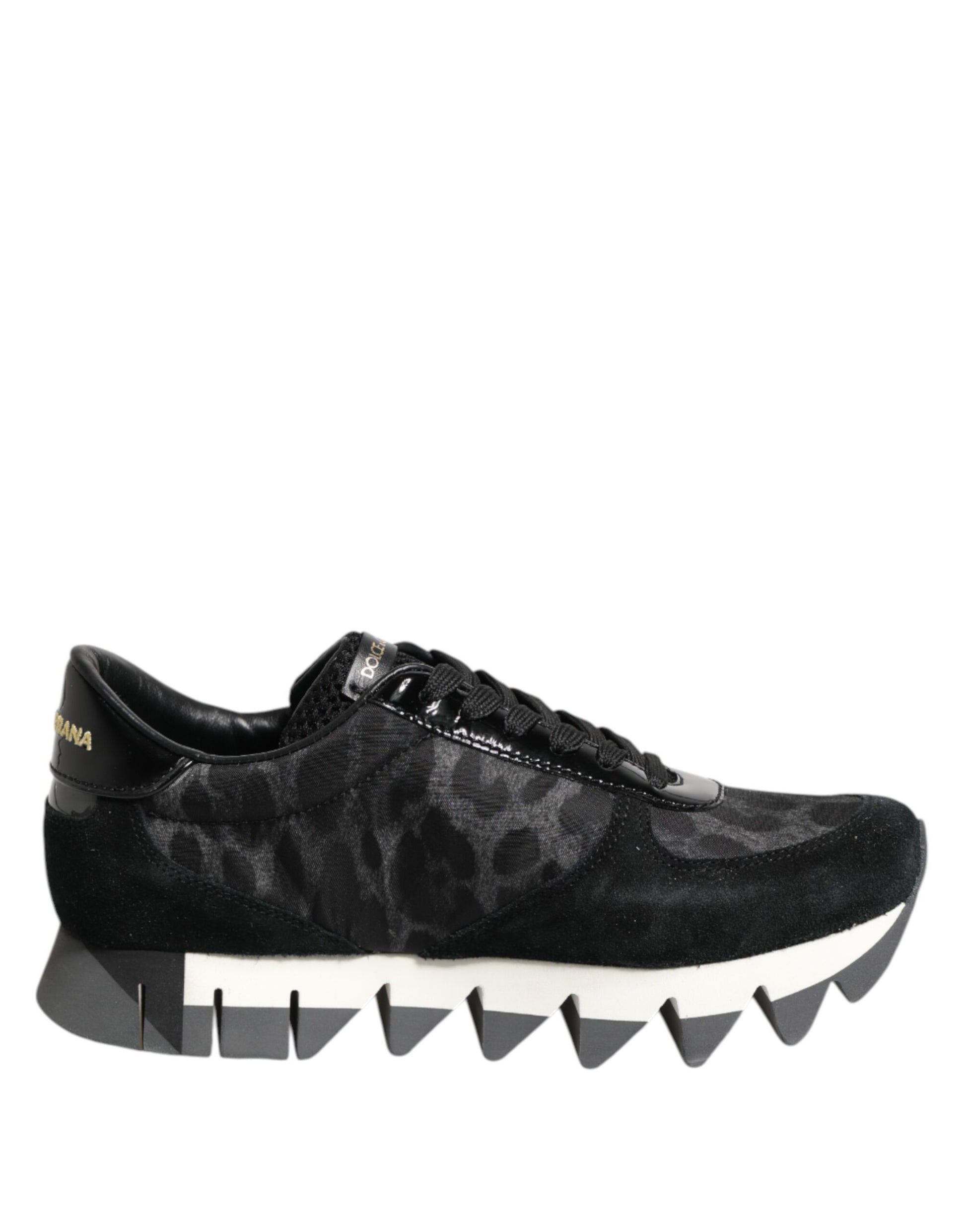 Black Gray Leopard Low Top Sneakers Shoes
