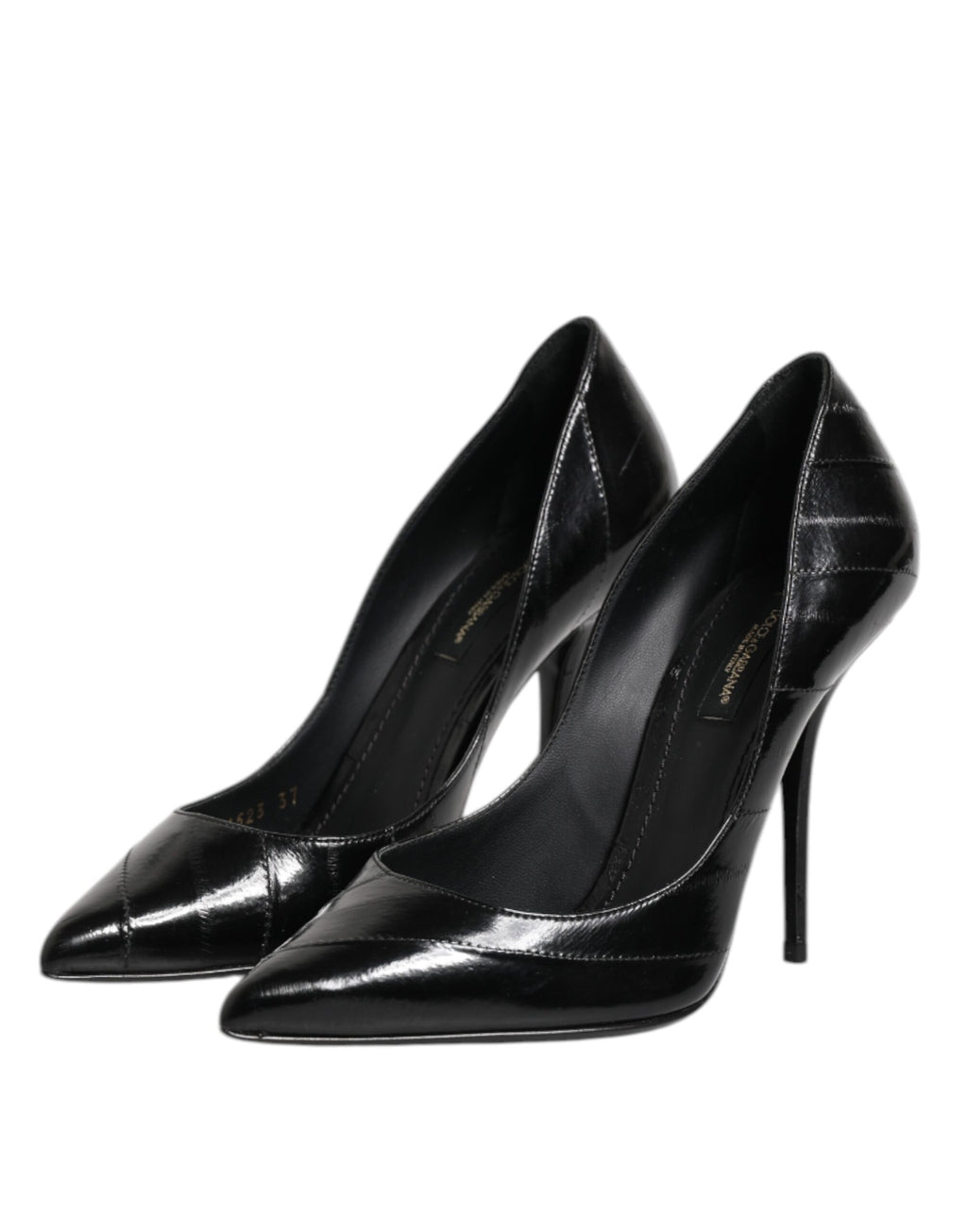Black Leather Stiletto High Heels Pumps Shoes