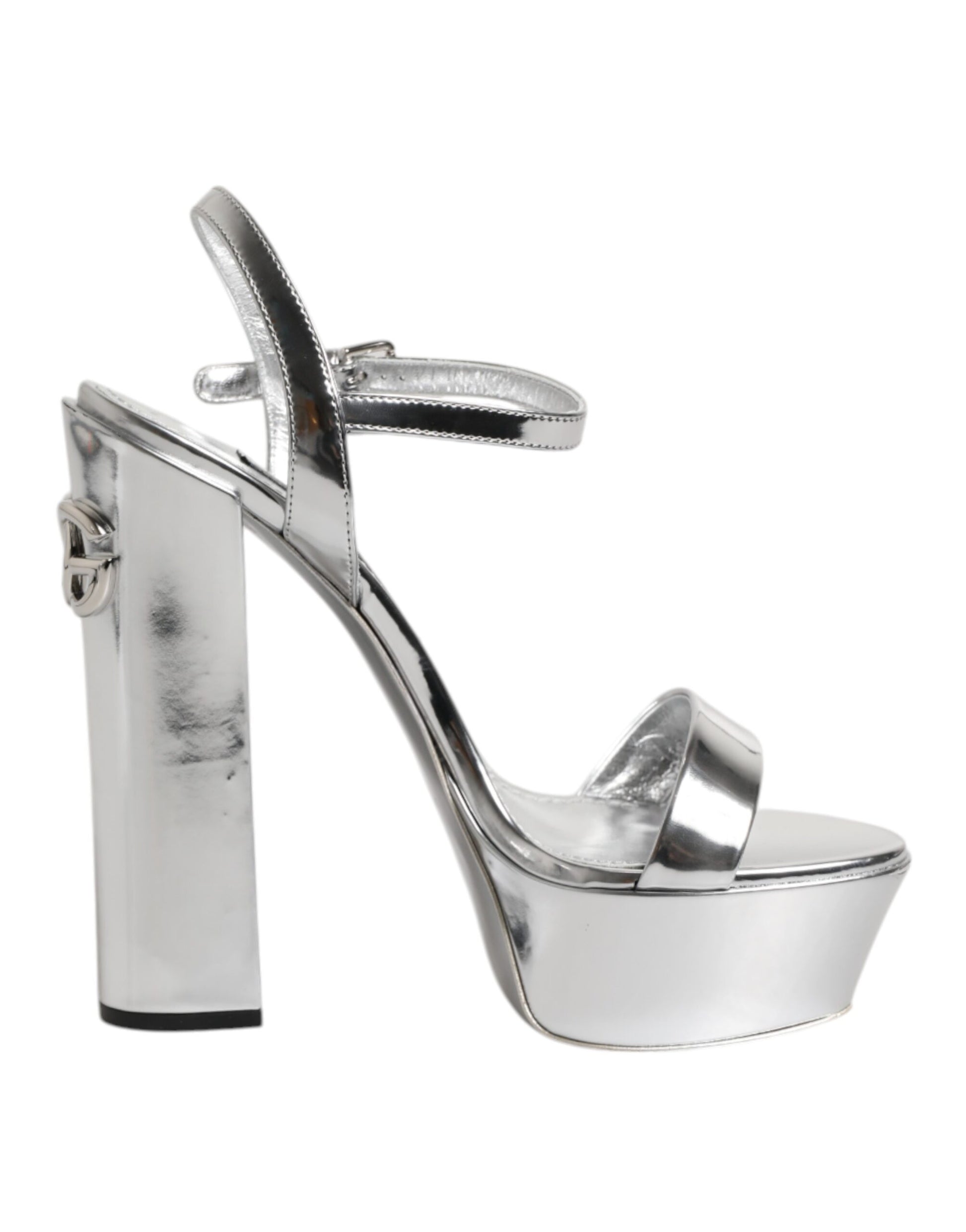Silver Leather Platform Keira Sandals Shoes