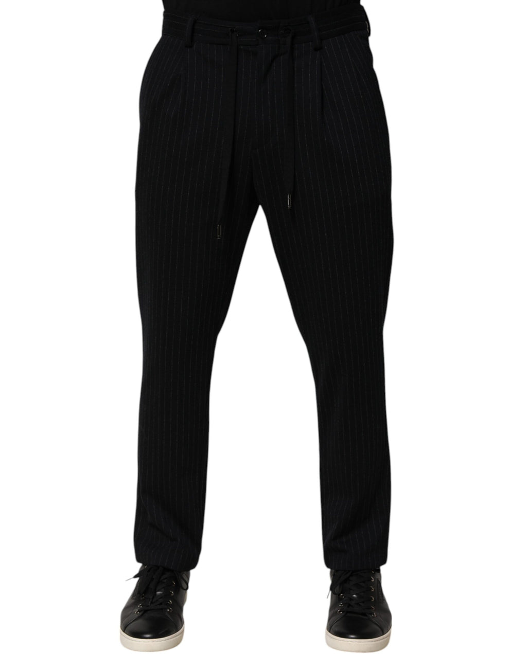 Black Stripes Viscose Skinny Dress Men Pants