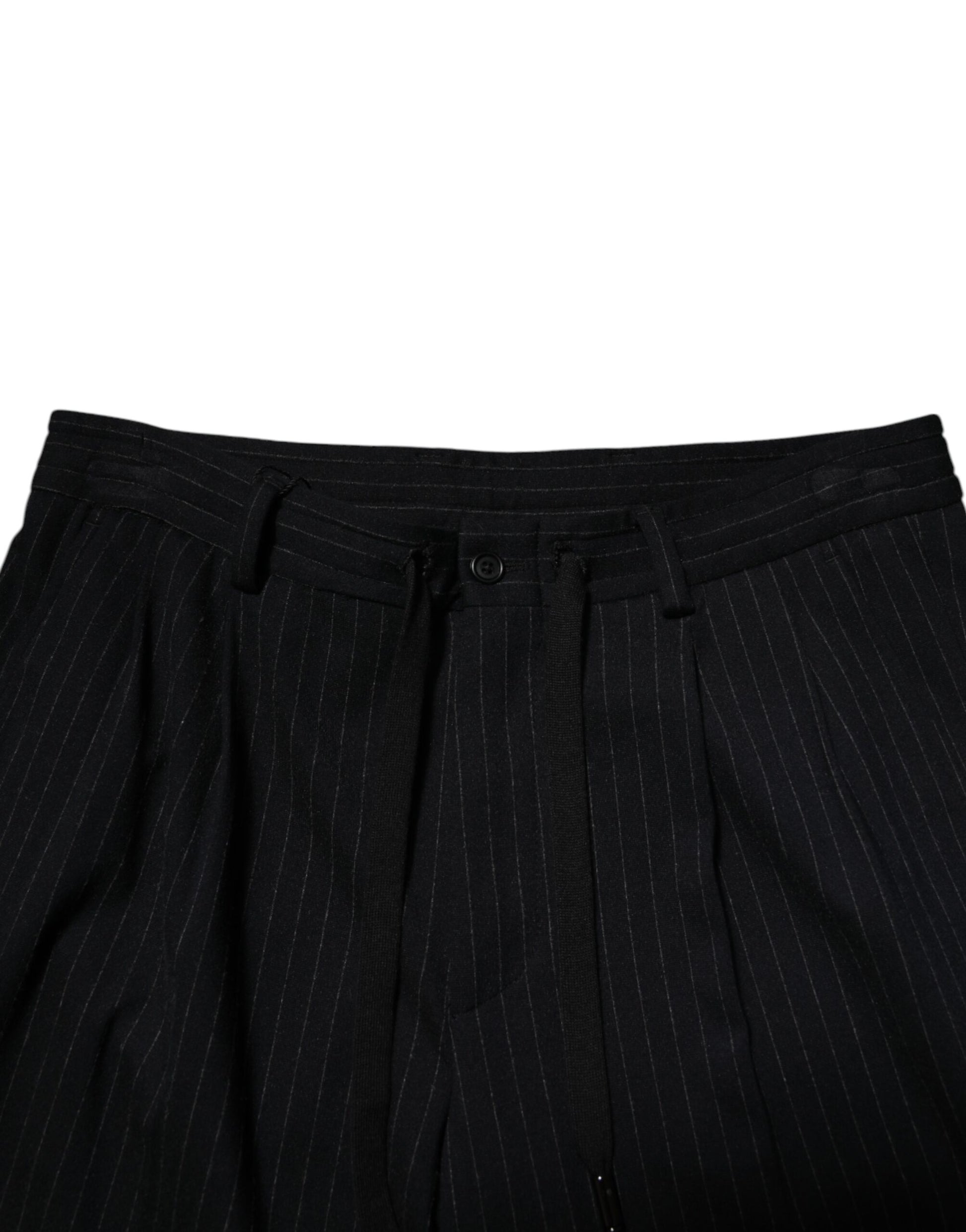 Black Stripes Viscose Skinny Dress Men Pants