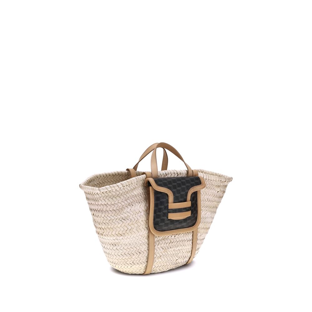 Beige Raffia Shoulder Bag